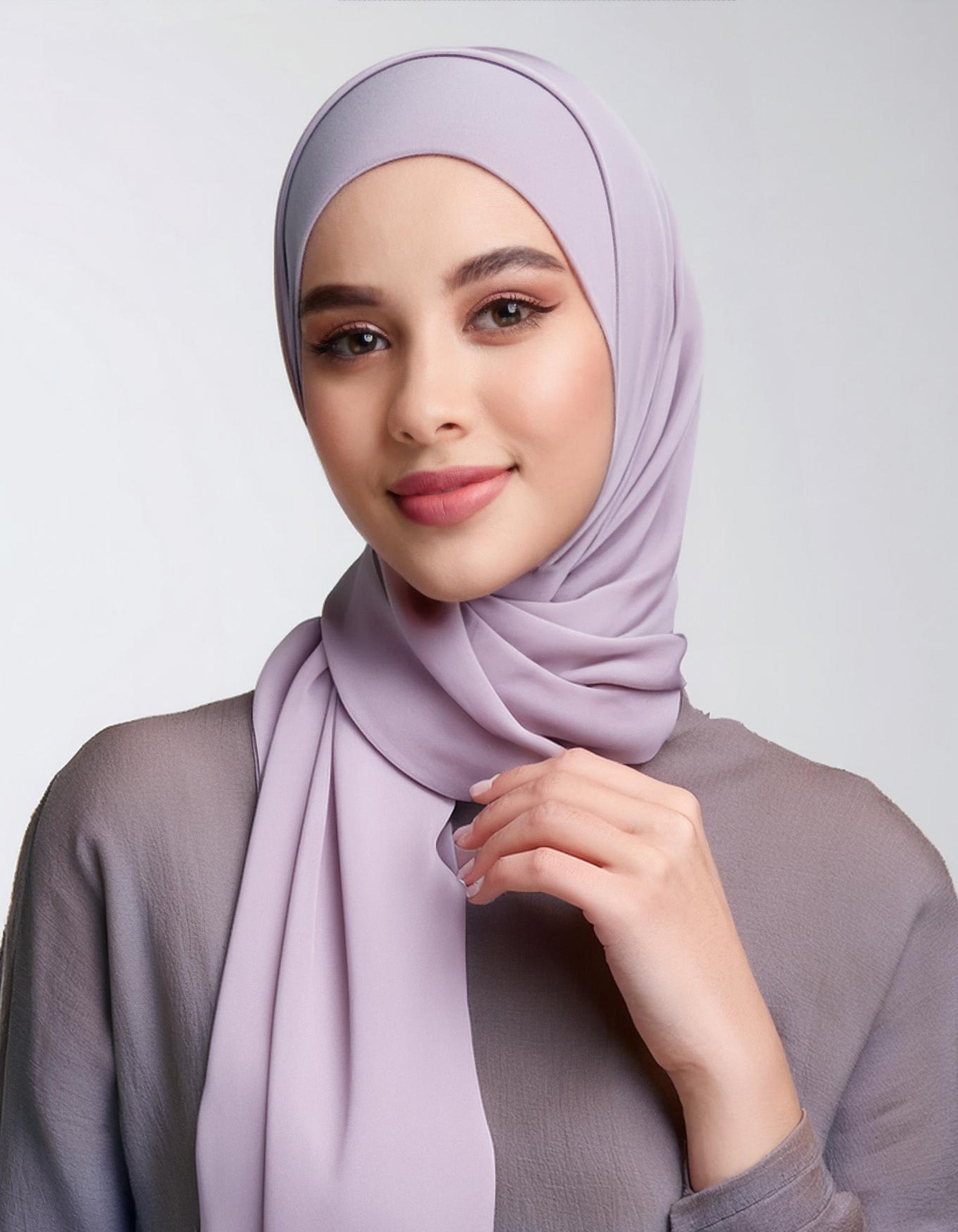 Lavender Satin Silk Hijab 2