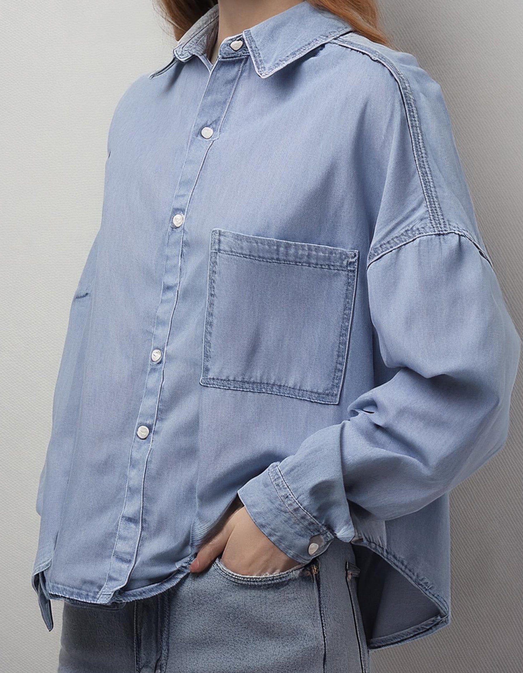 Light Blue Chambray Lightweight Denim Shirt 2