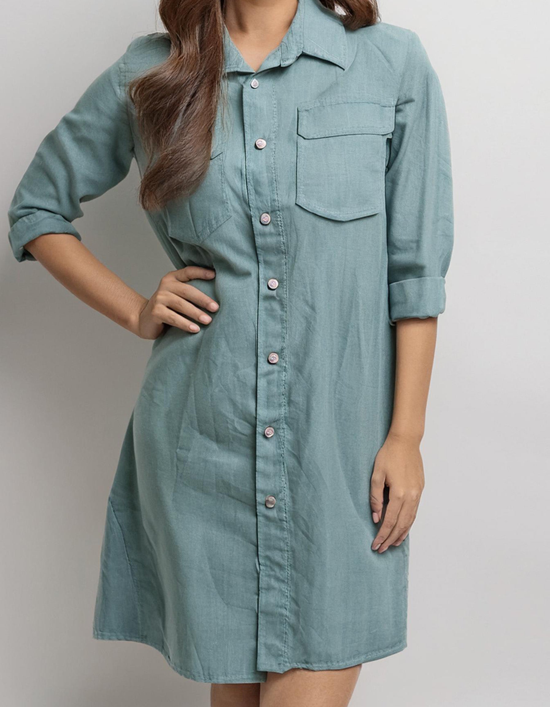 Light Blue Denim Shirt Dress 2