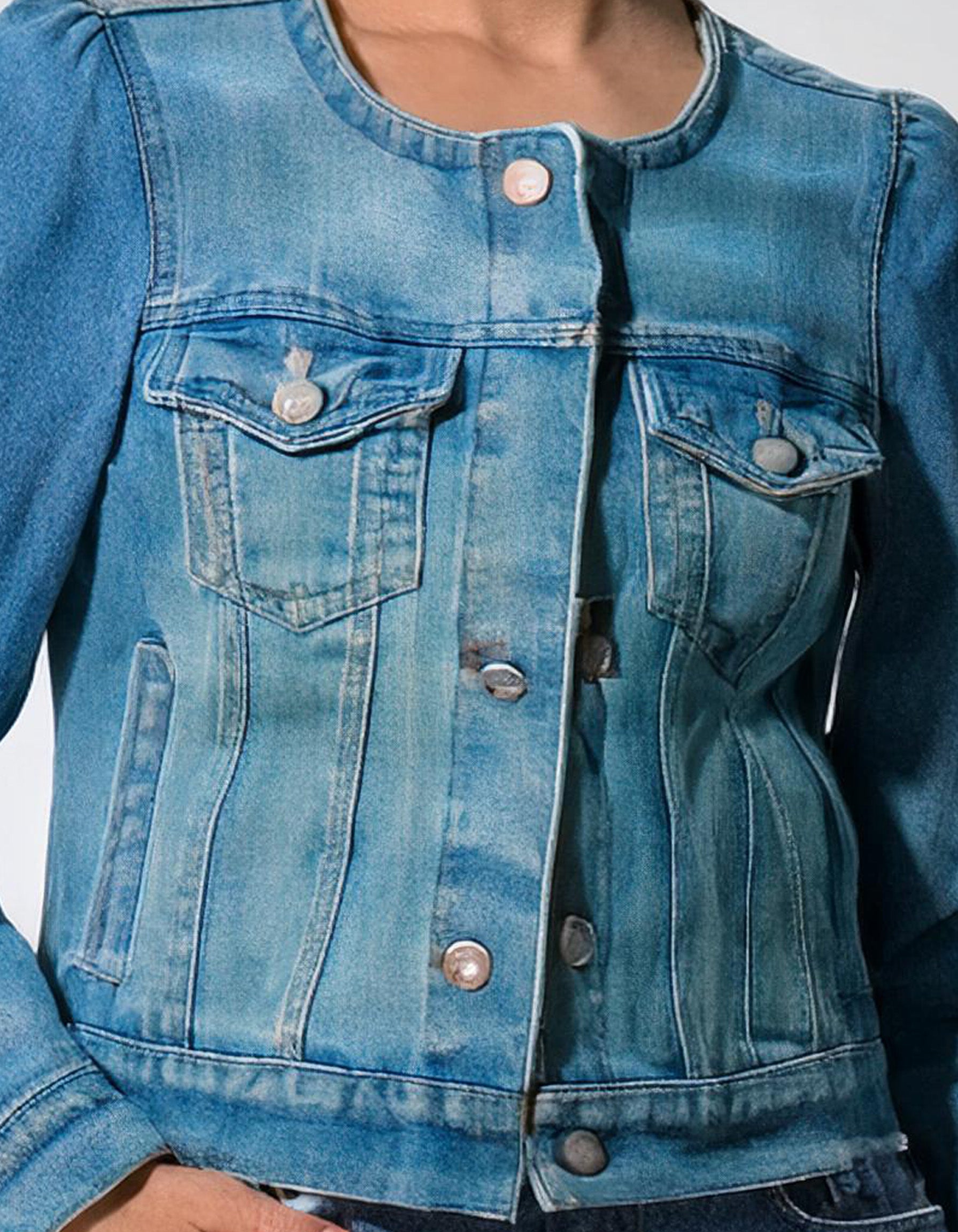 Light Blue Fitted Denim Jacket 3