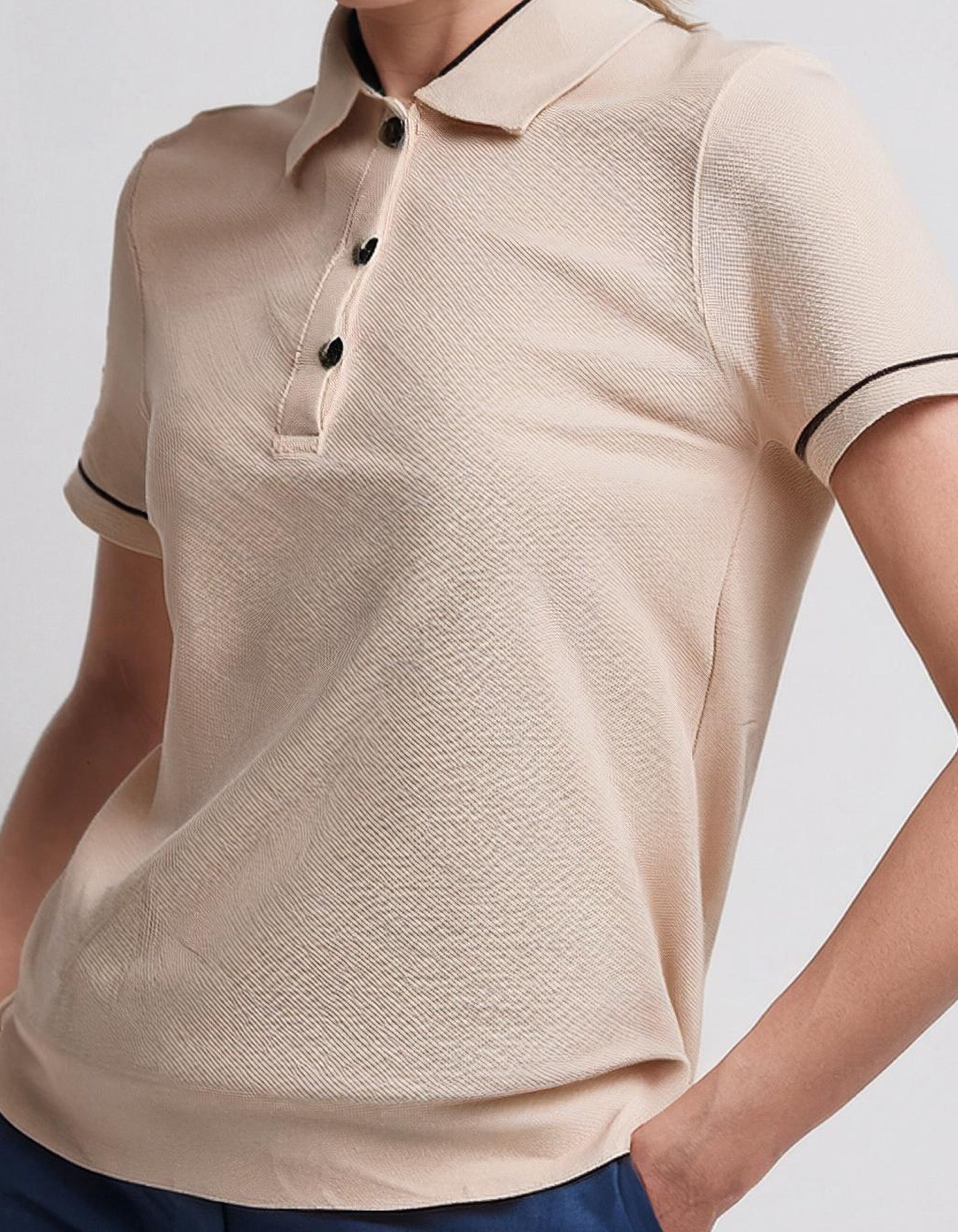 Light Brown Ribbed Polo Shirt 3