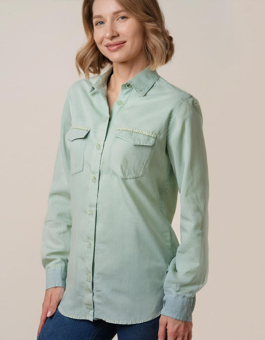 Light Mint Green Denim Shirt