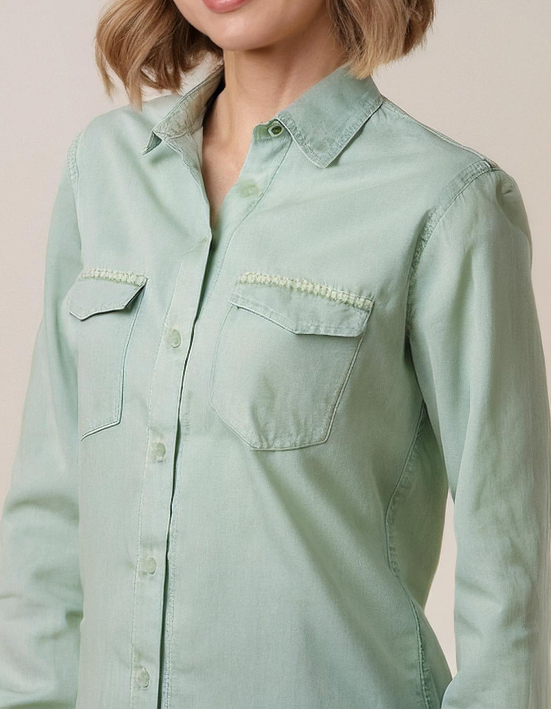 Light Mint Green Denim Shirt 3