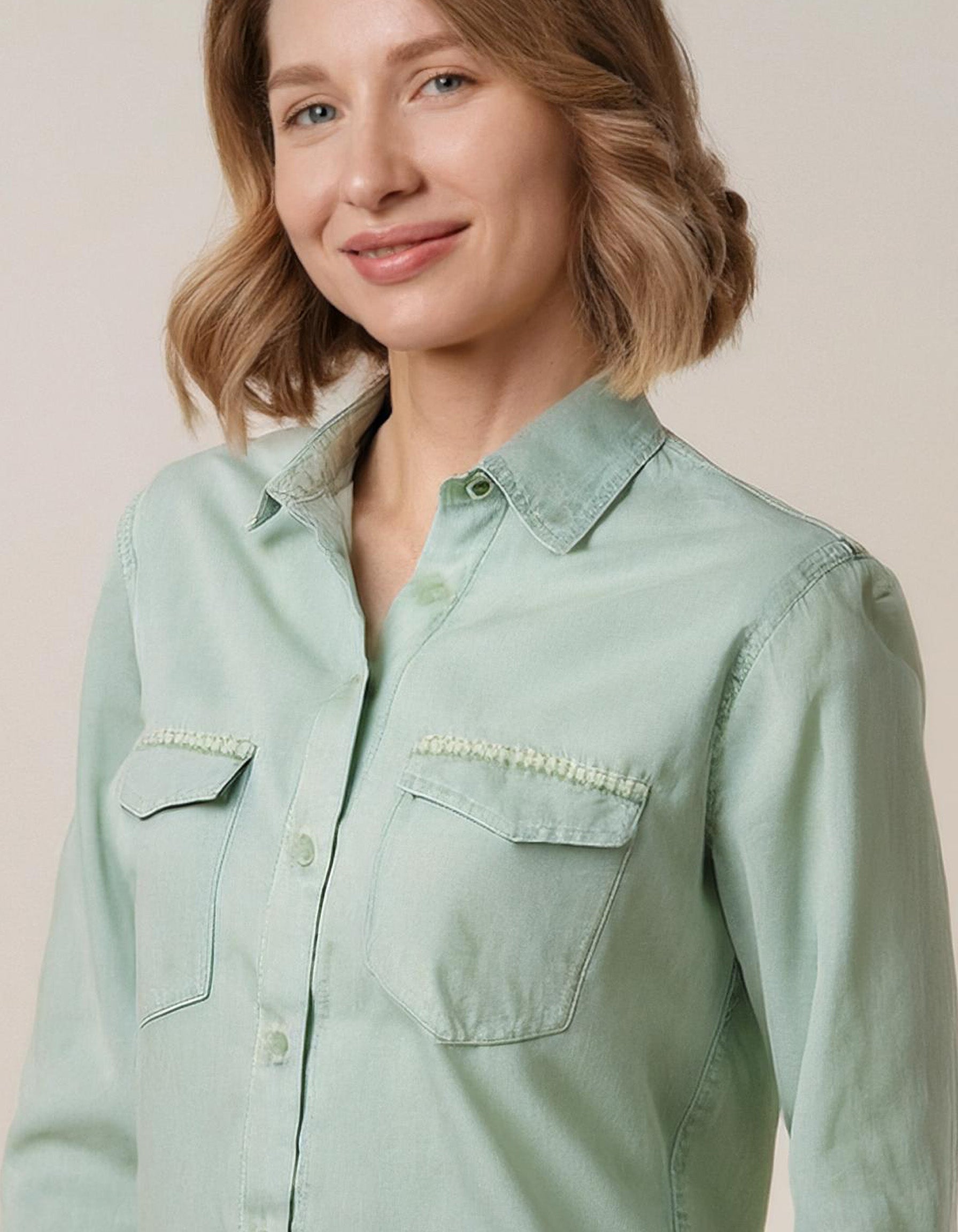 Light Mint Green Denim Shirt 4