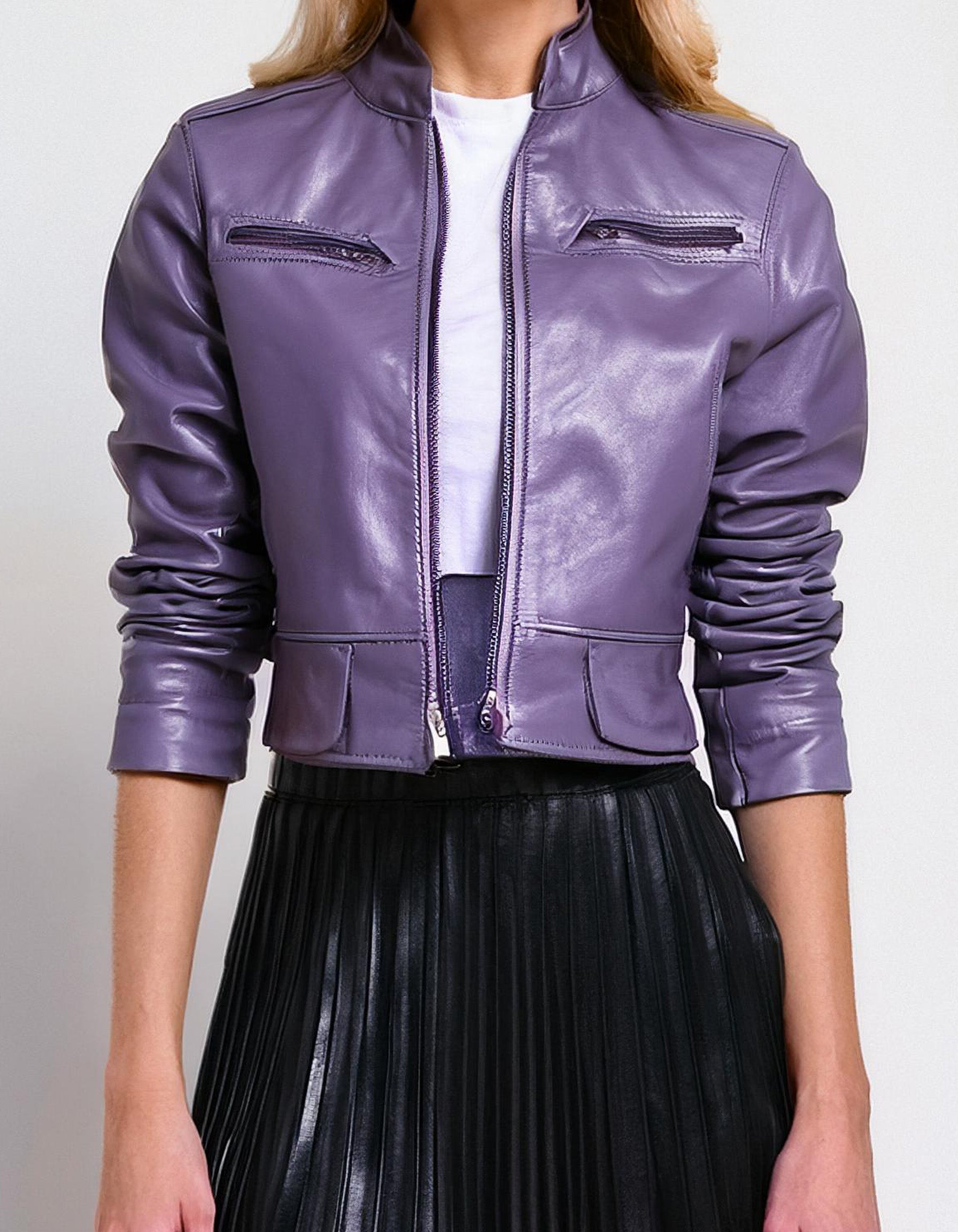 Light Purple Leather Jacket 2