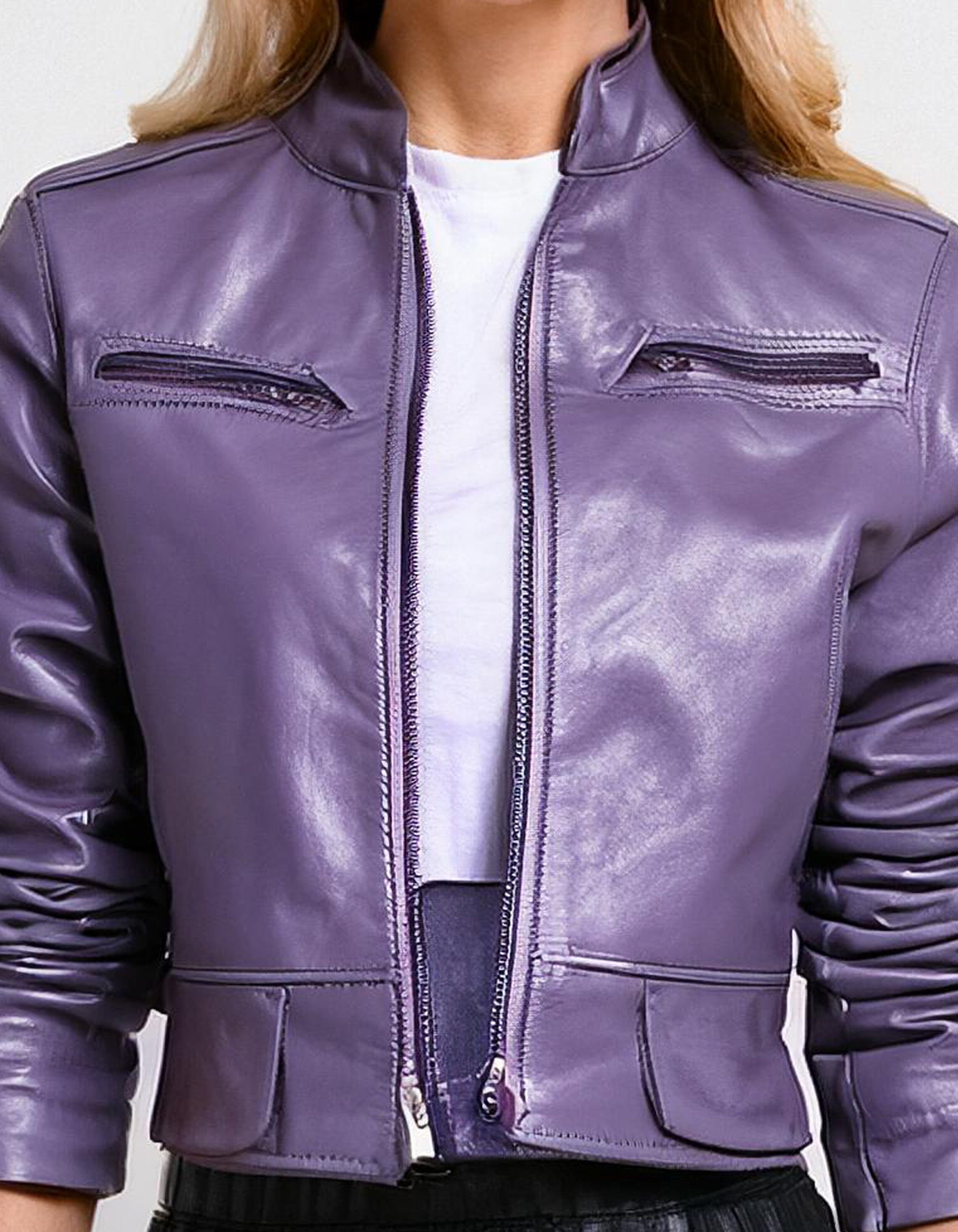 Light Purple Leather Jacket 3