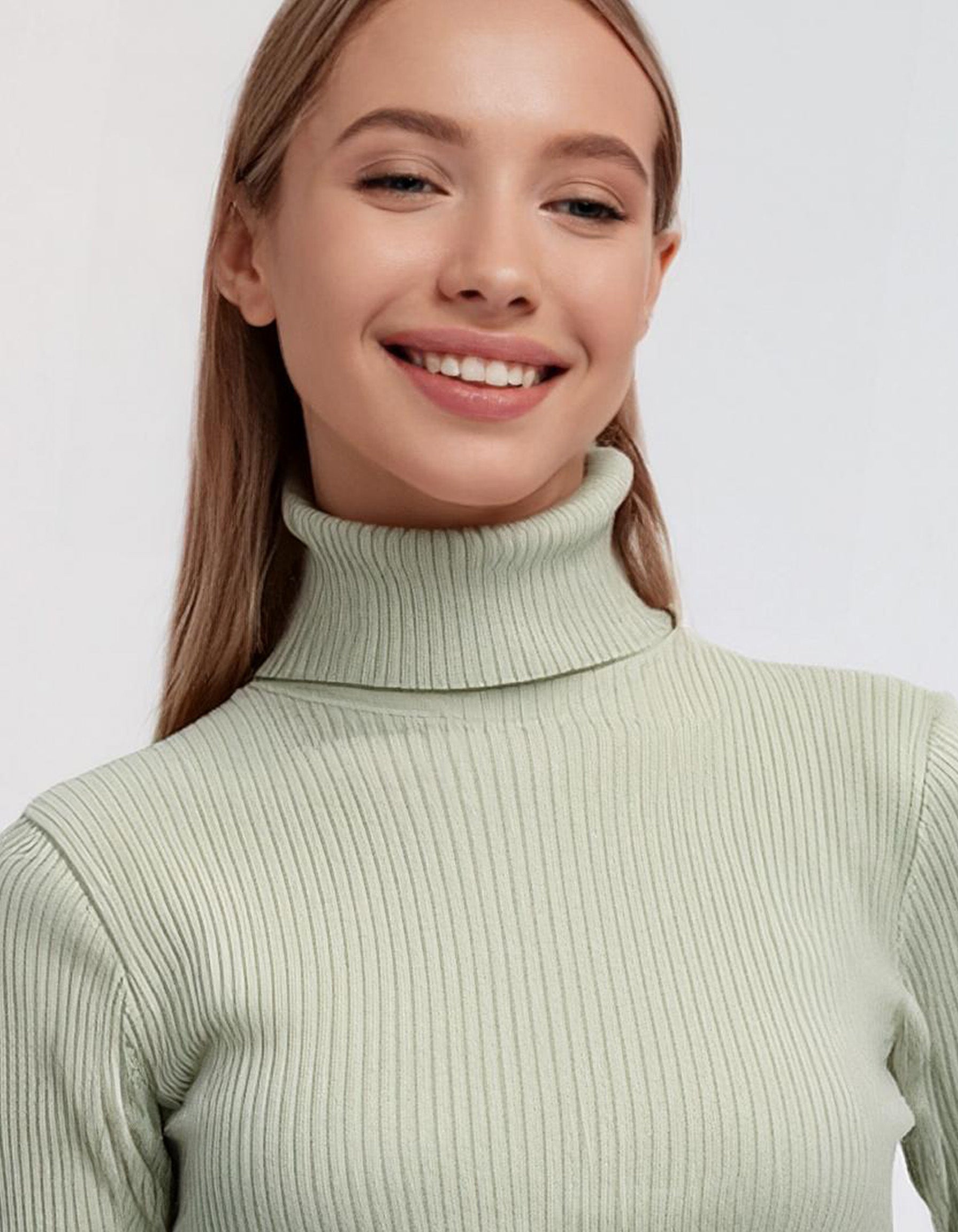 Light Sage Slim Fit Turtleneck Pullover 4