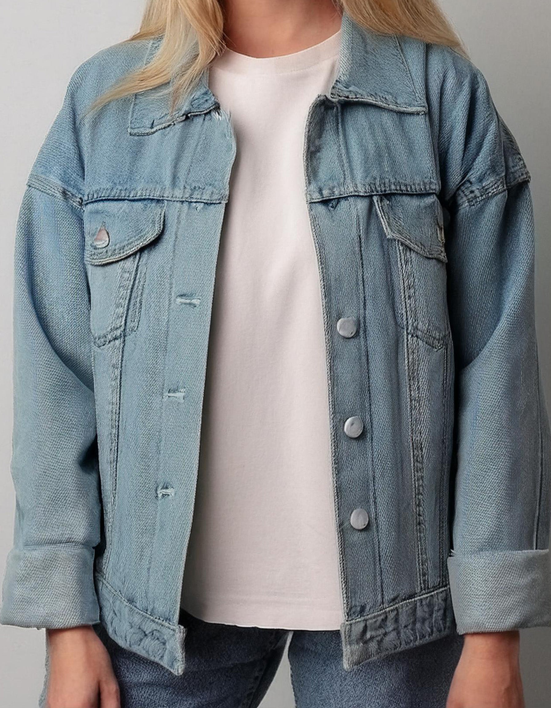 Light Wash Oversized Denim Jacket 2