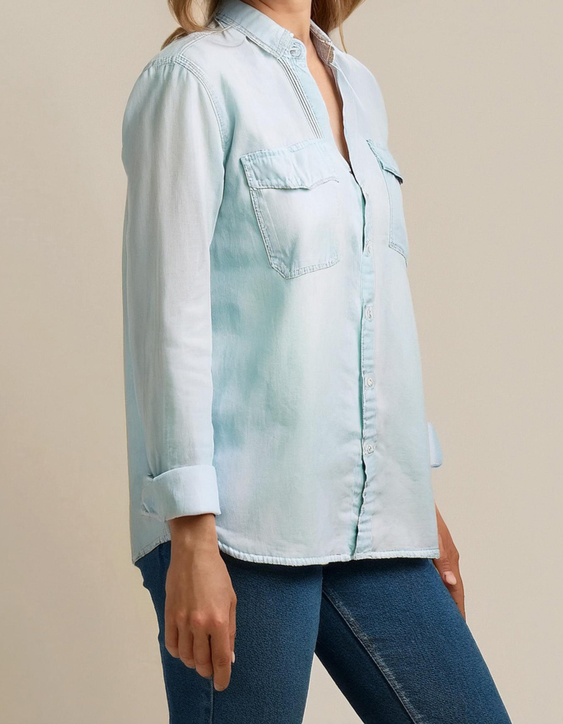 Lighter Wash Light Blue Denim Shirt 2