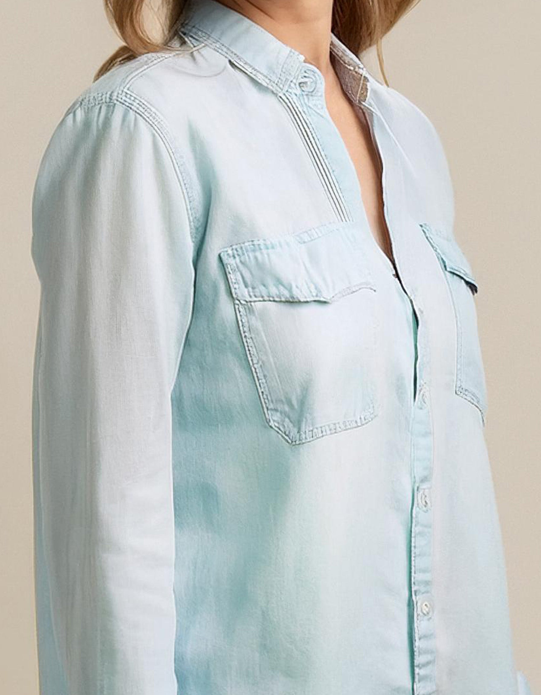 Lighter Wash Light Blue Denim Shirt 3