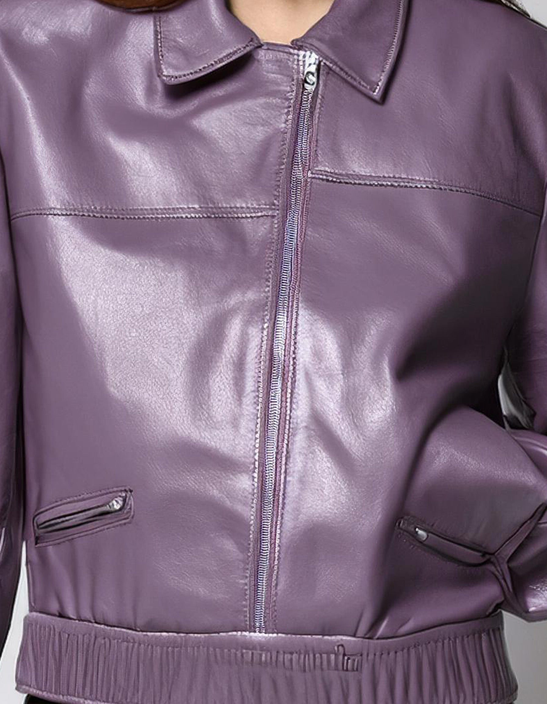 Lilac Biker Leather Jacket 3