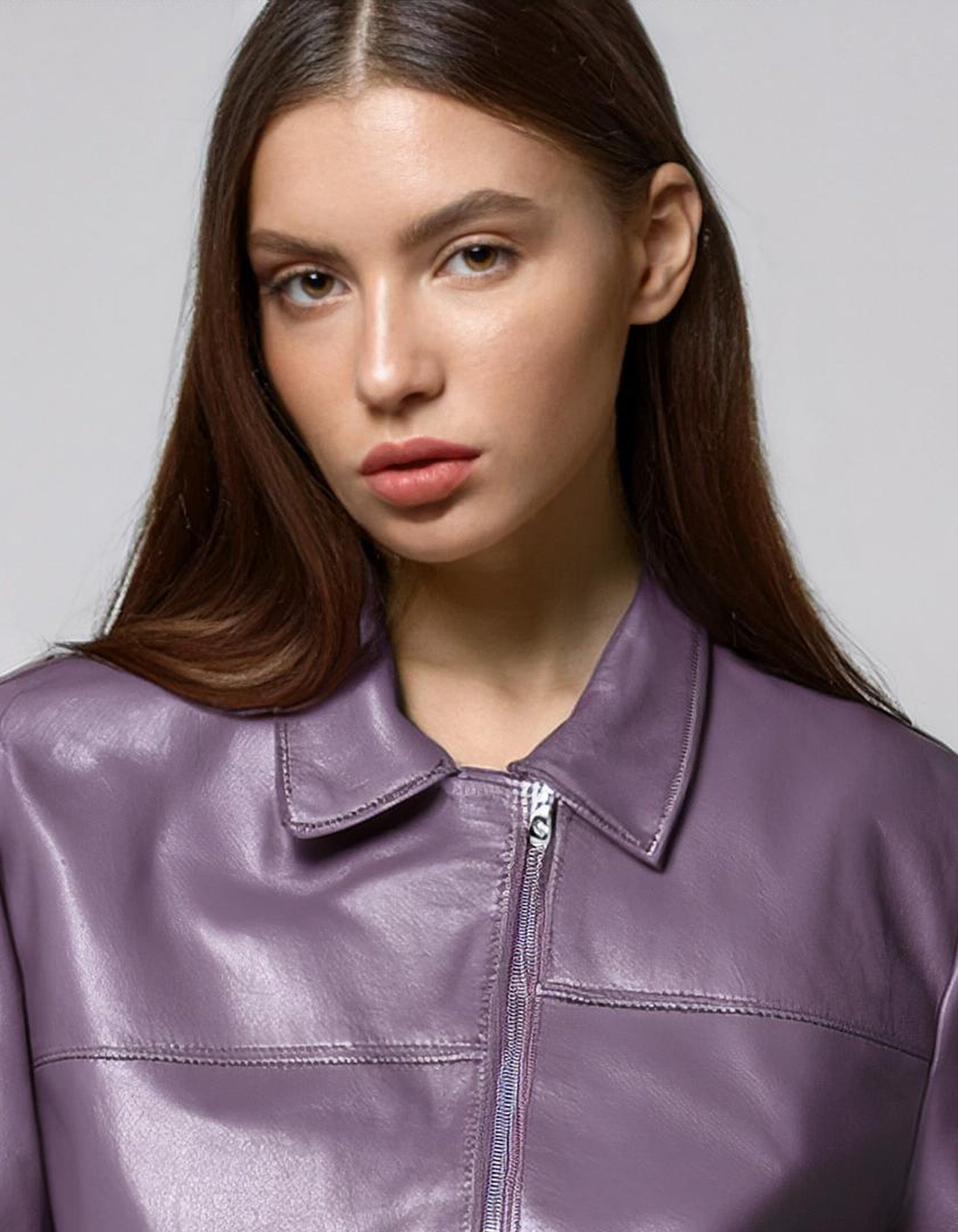 Lilac Biker Leather Jacket 4