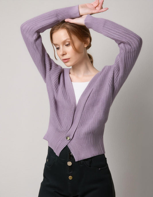 Lilac Fuzzy Cardigan