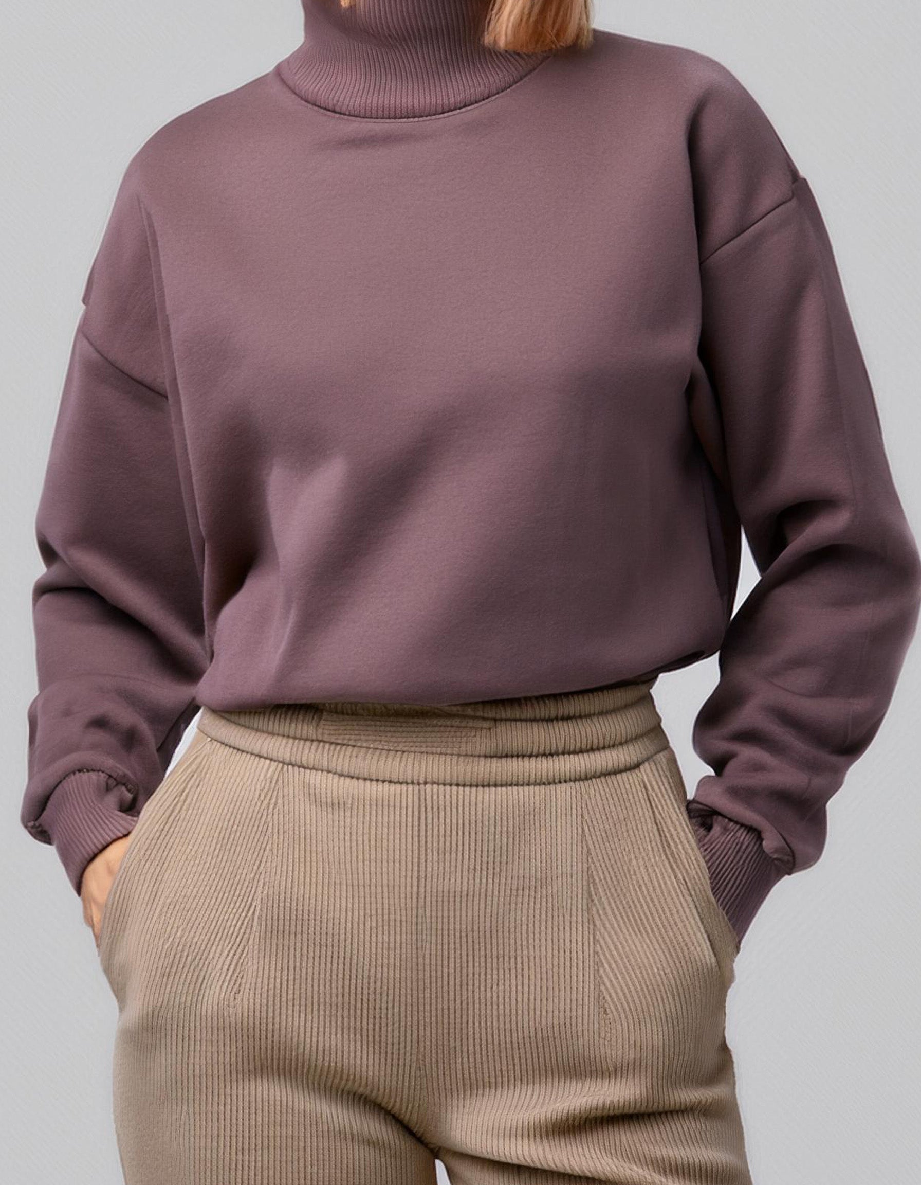 Lilac Ribbed Knit Turtleneck Sweater 2