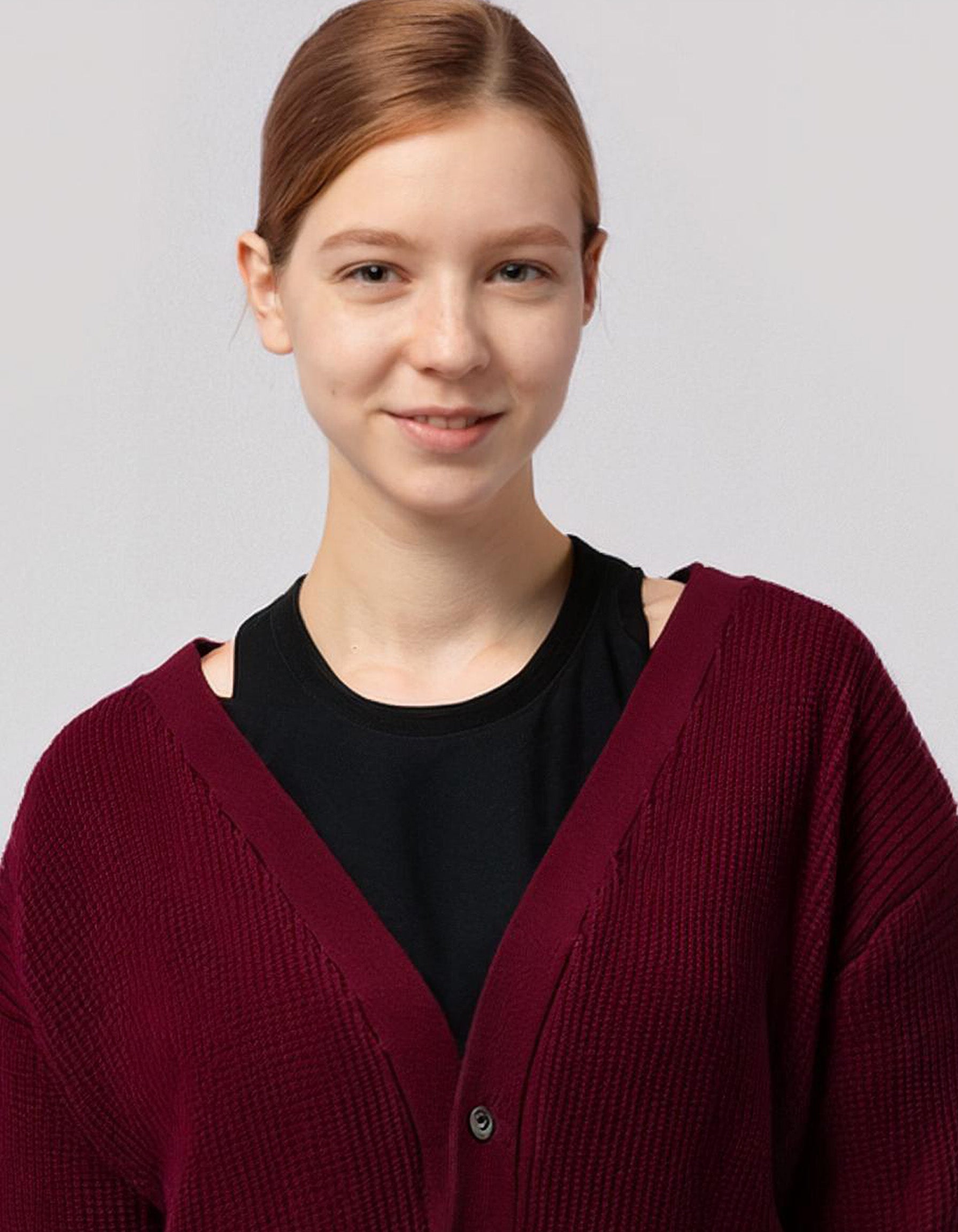 Maroon Crew Neck Cardigan 4