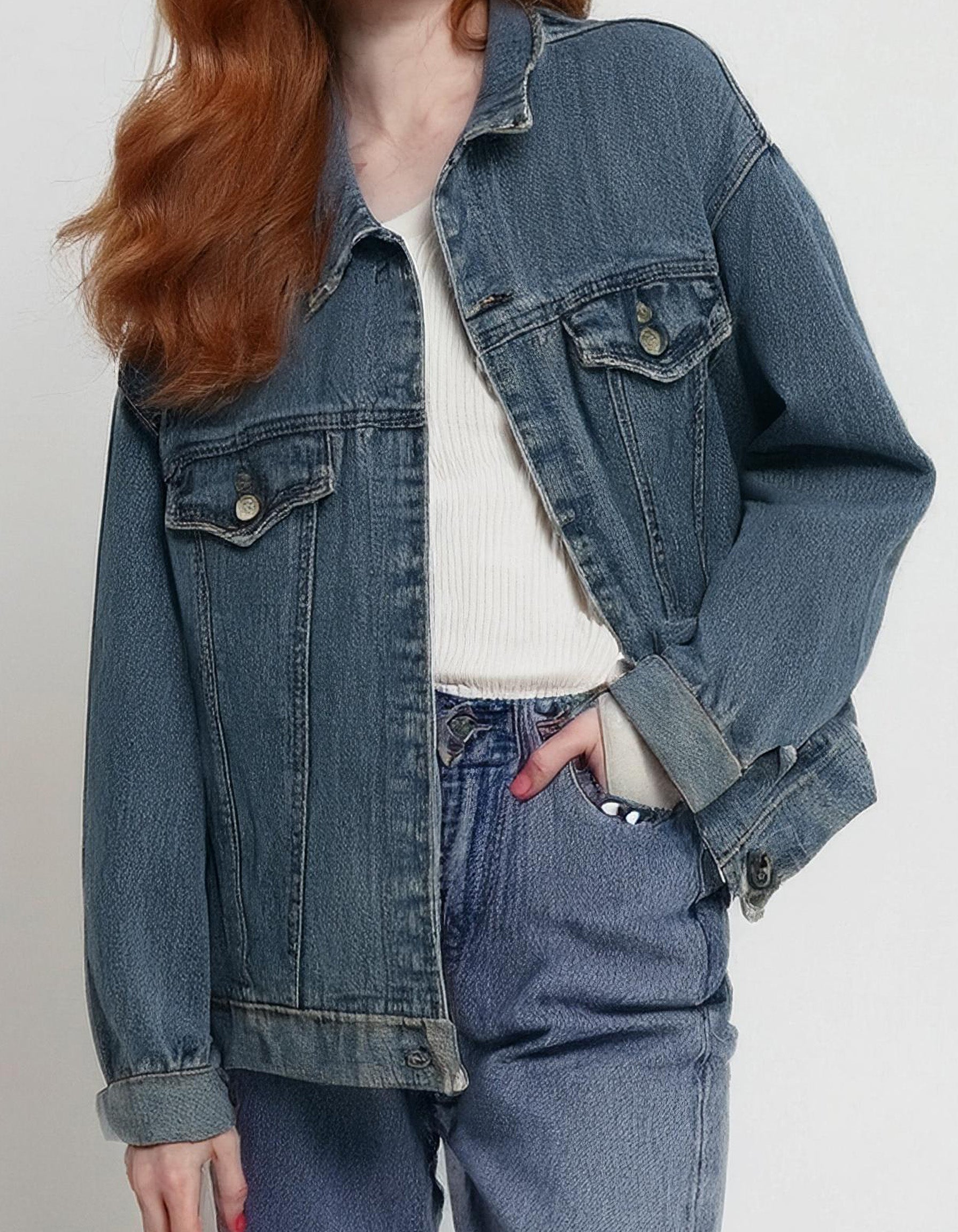 Medium Wash Oversized Denim Jacket 2