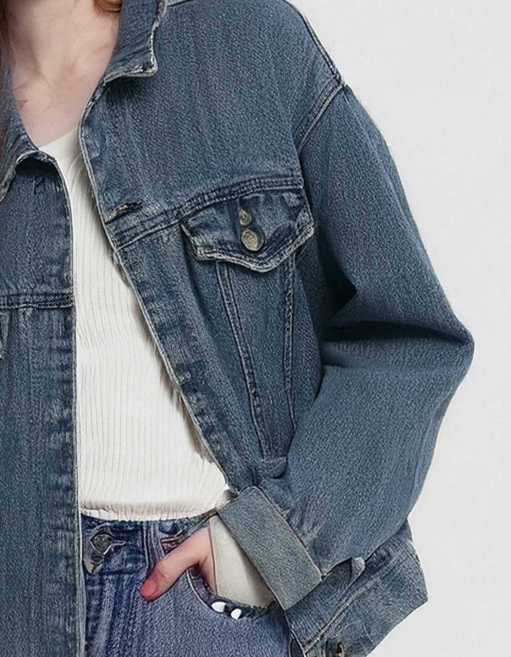 Medium Wash Oversized Denim Jacket 3