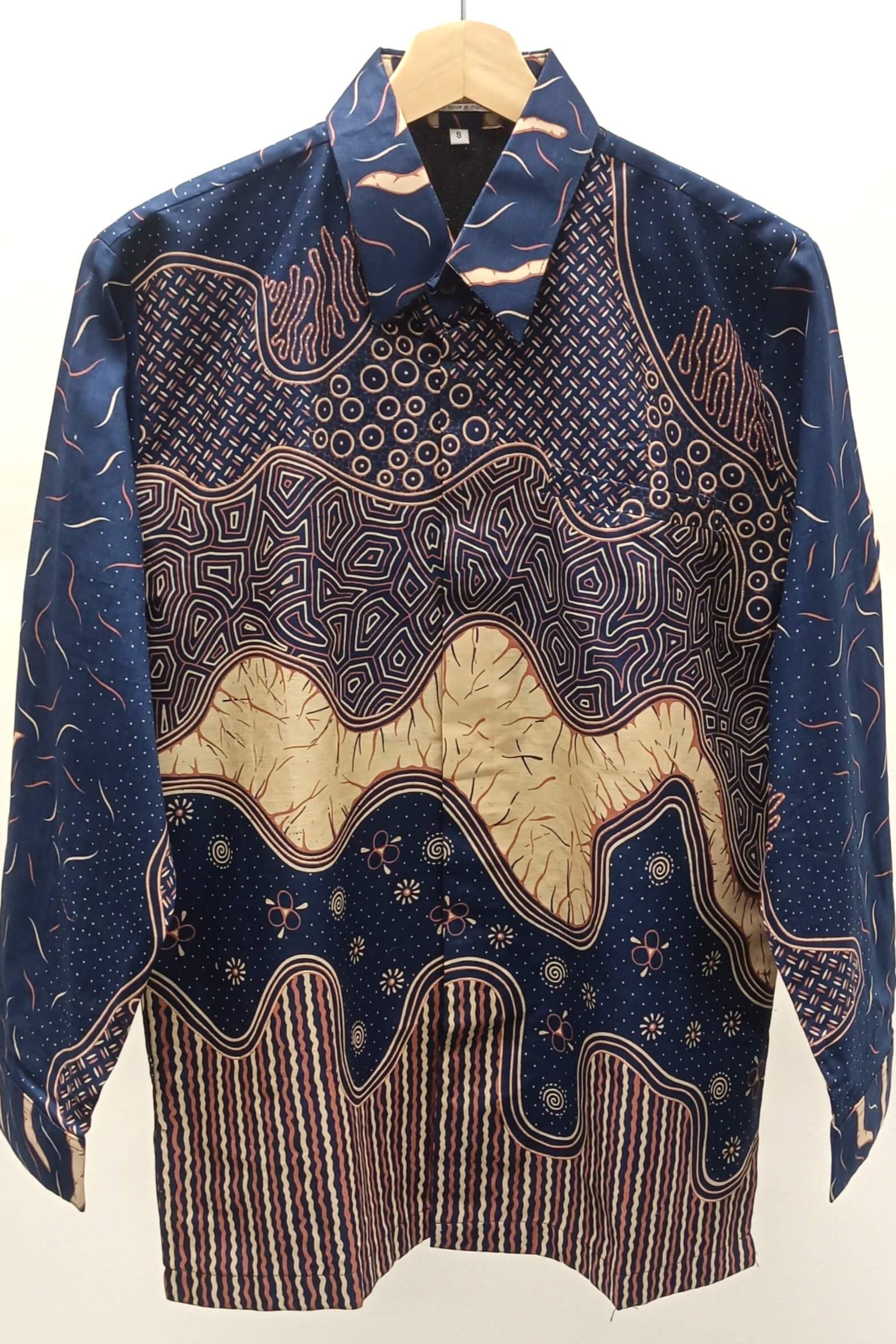 Men's Batik Shirt - Midnight Earth | Long Sleeves