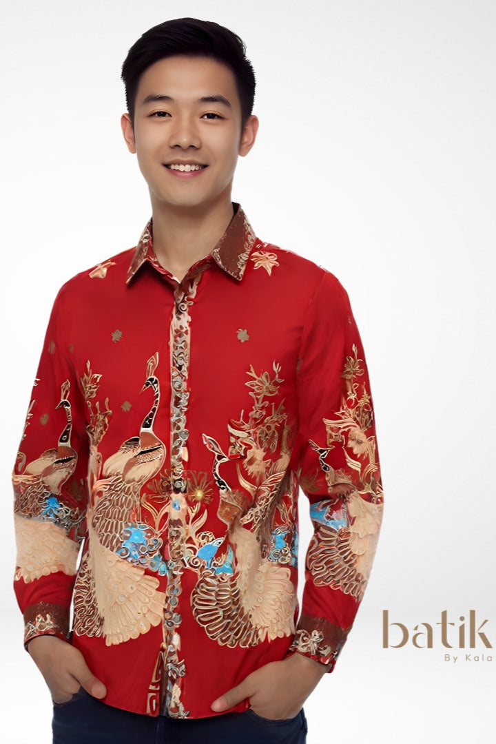 Men's Batik Shirt - Phoenix Prosperity | Long Sleeves