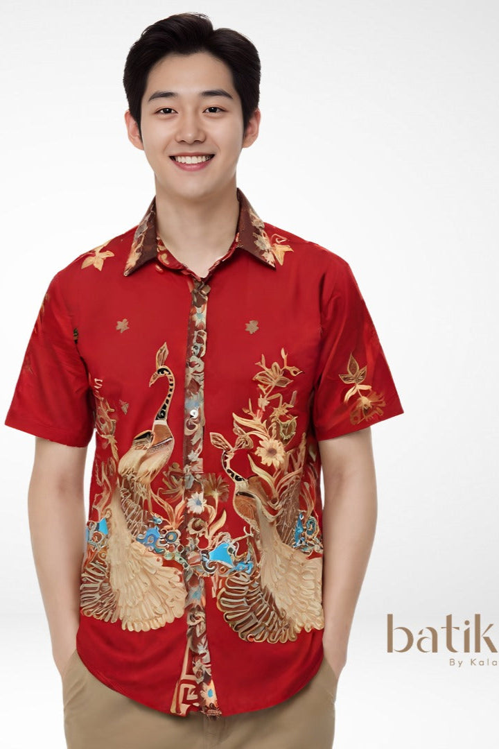 Men's Batik Shirt - Phoenix Prosperity | Short Sleeves