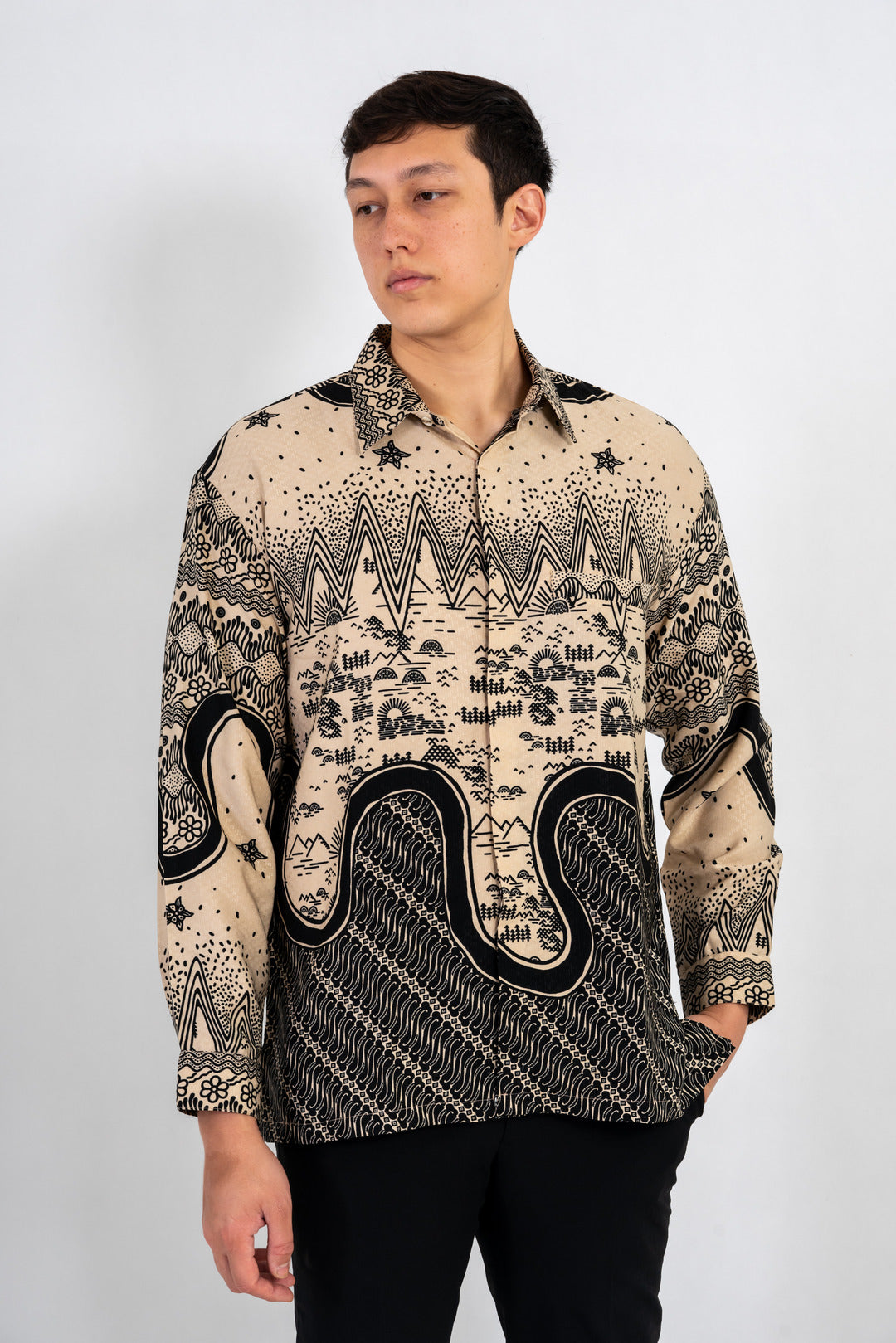 Men's Batik Shirt - Sandscape | Long Sleeves 1
