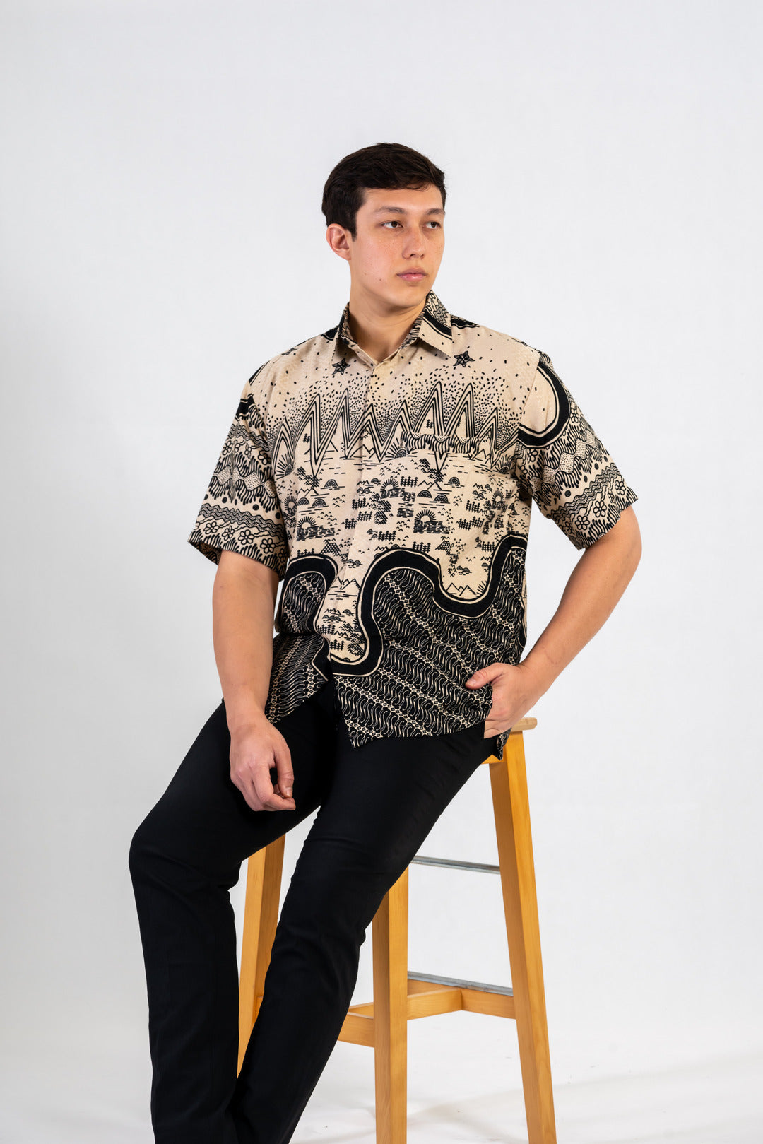 Men's Batik Shirt - Sandscape | Short Sleeves 6