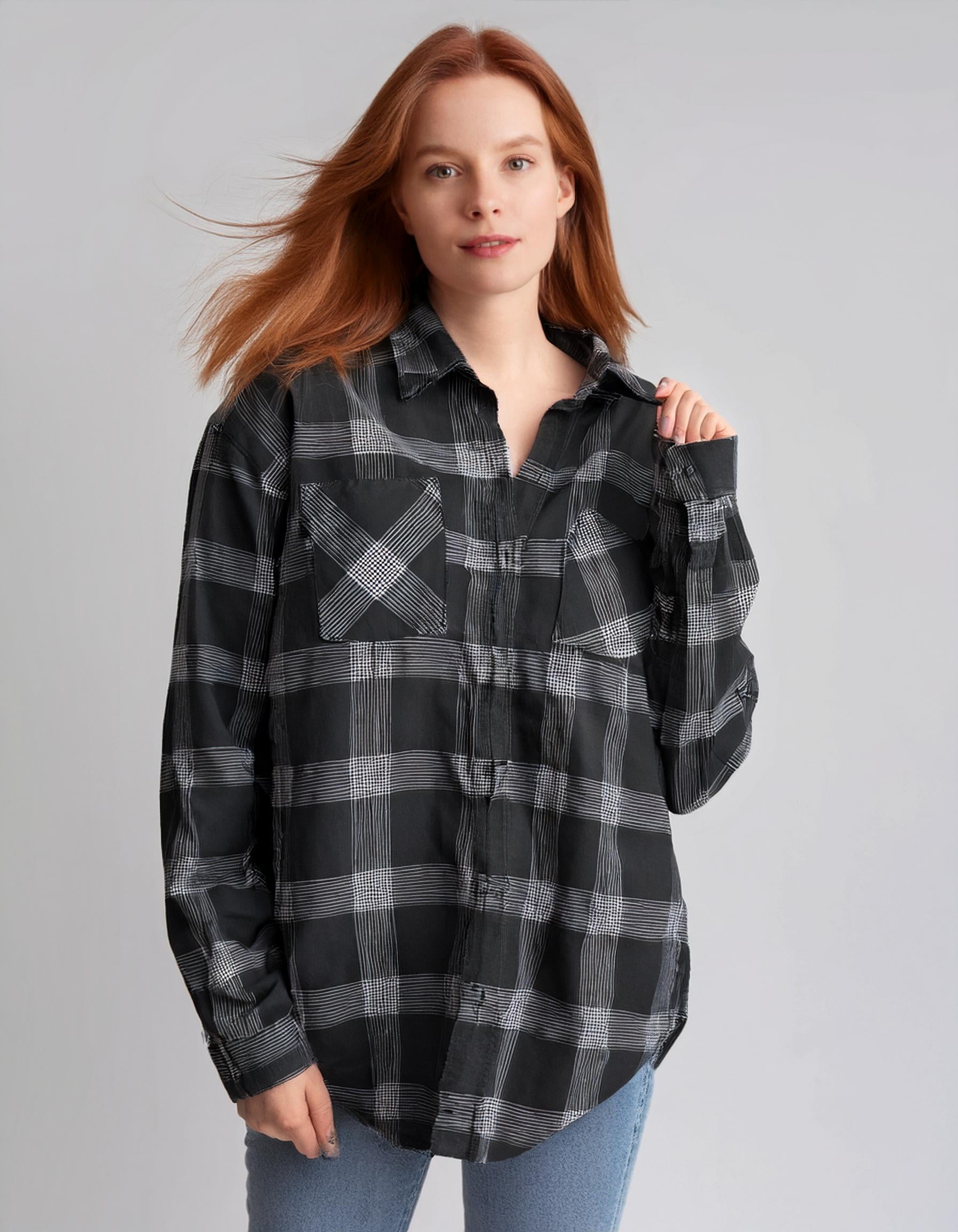Midnight Black Check Flannel Shirt 2