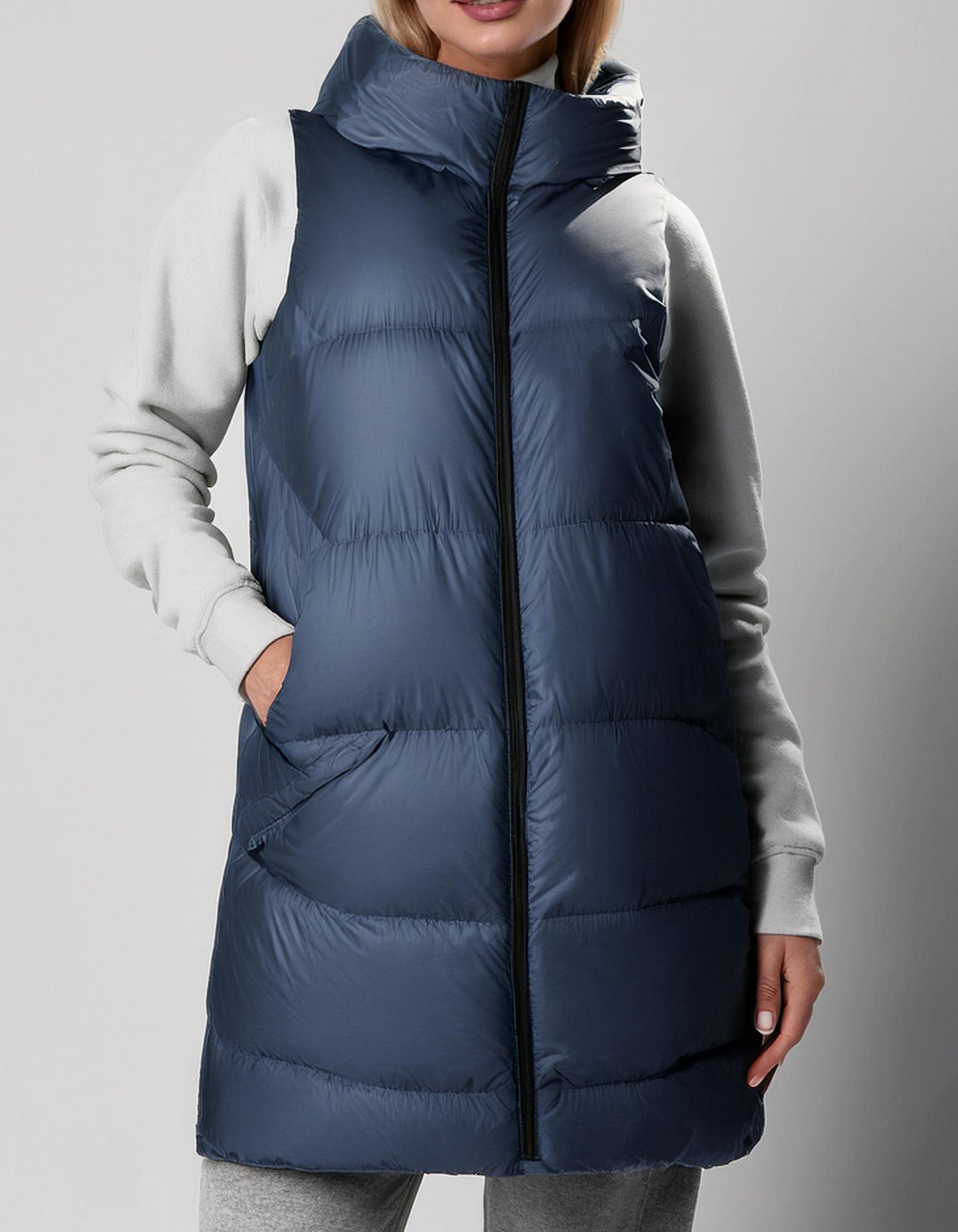 Midnight Blue Longline Puffer Jacket 2