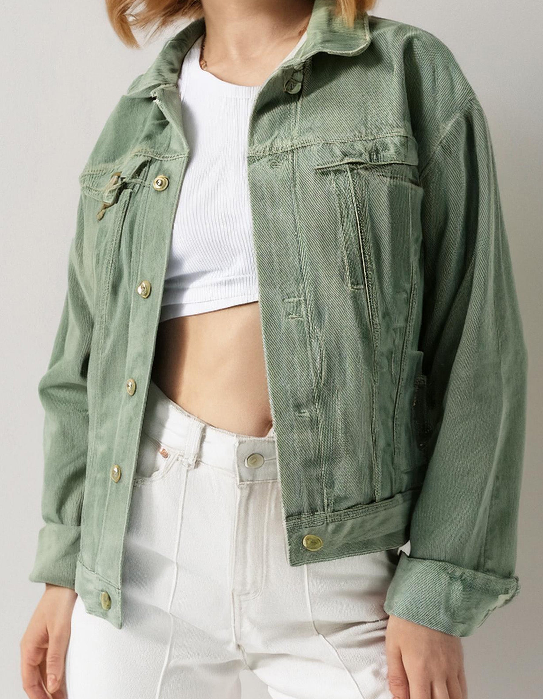 Mint Green Denim Jacket 2