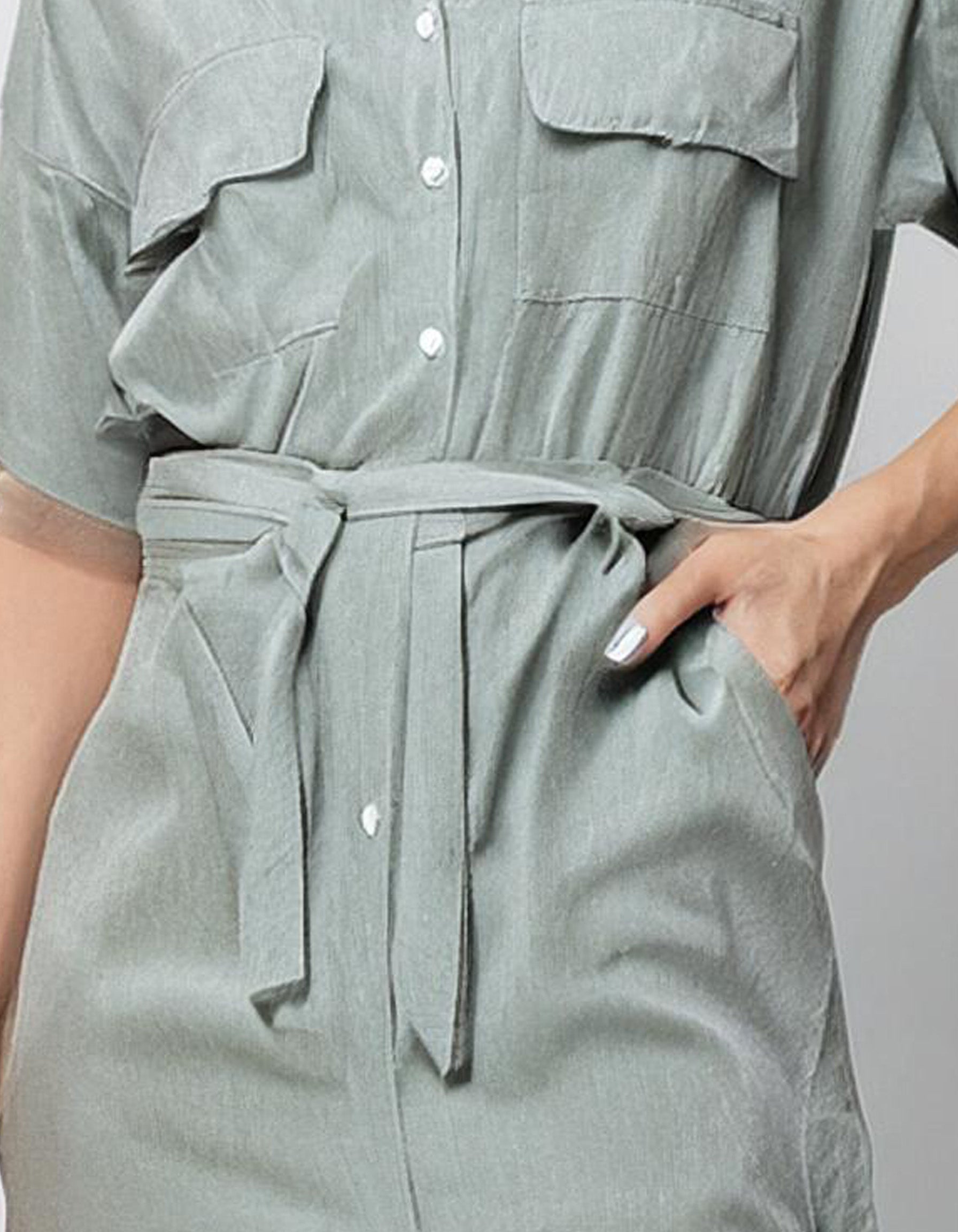Mint Green Mini Shirt Dress 3