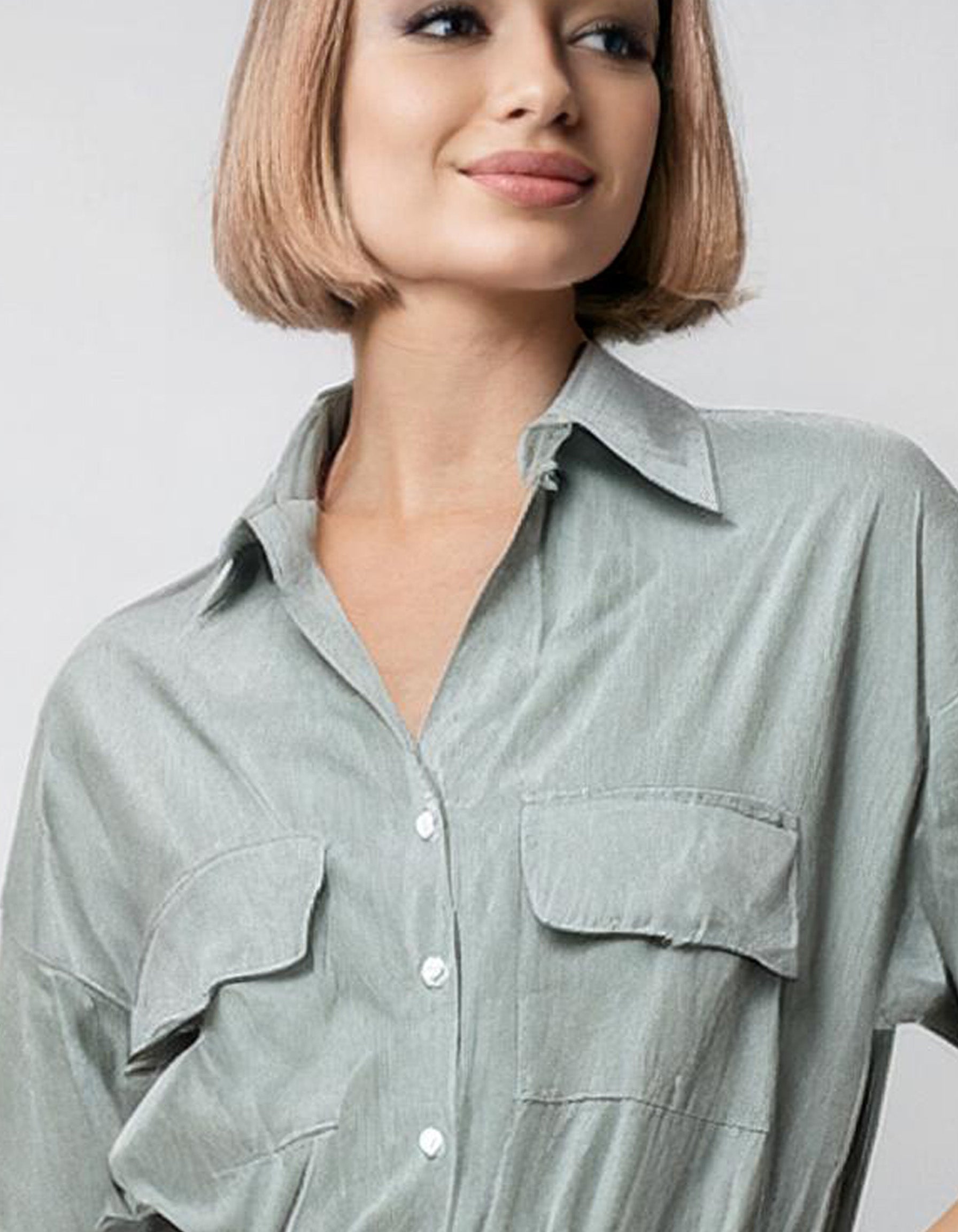 Mint Green Mini Shirt Dress 4