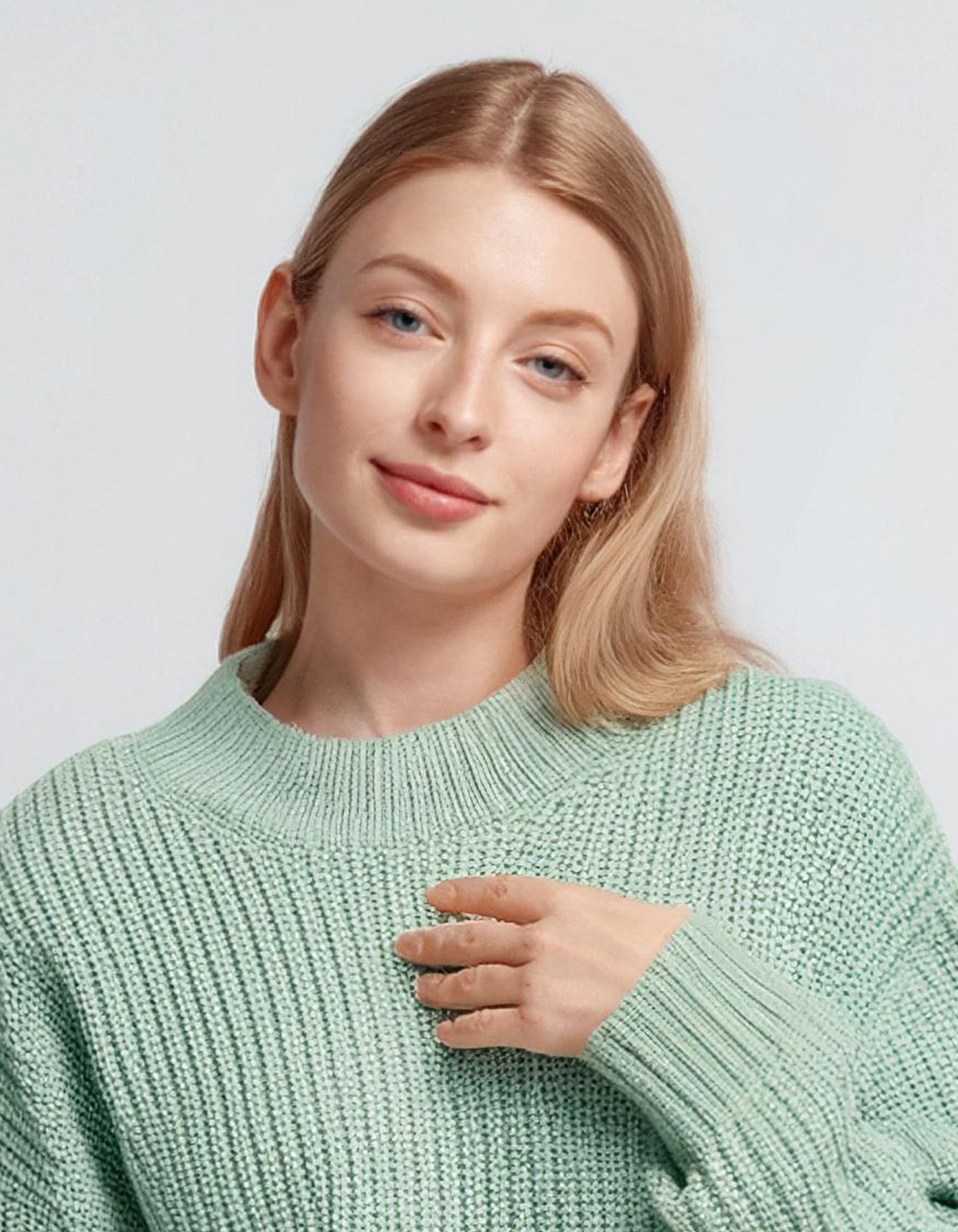 Mint Green Ribbed Knit Pullover 4