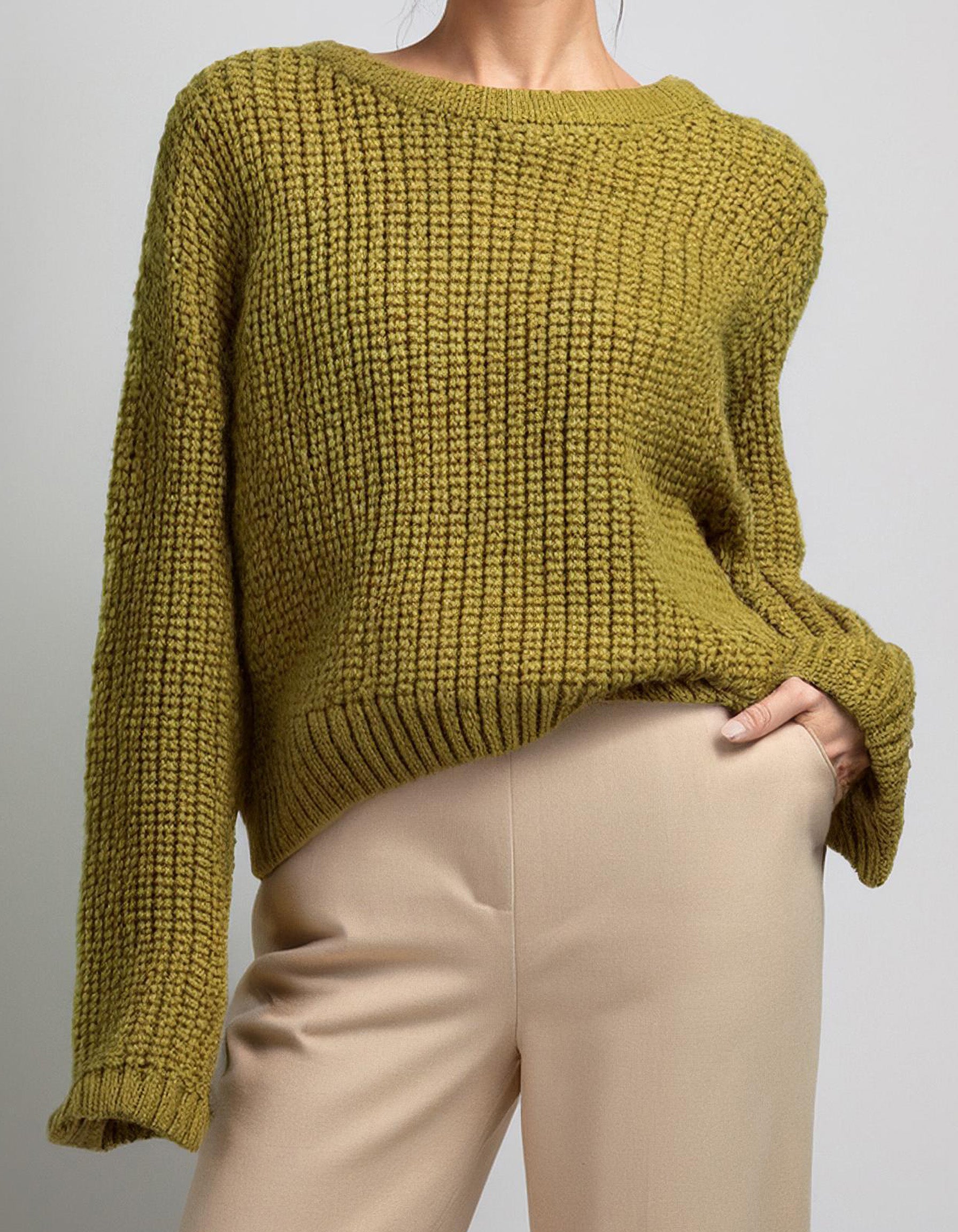 Mustard Yellow Cable Knit Pullover 2