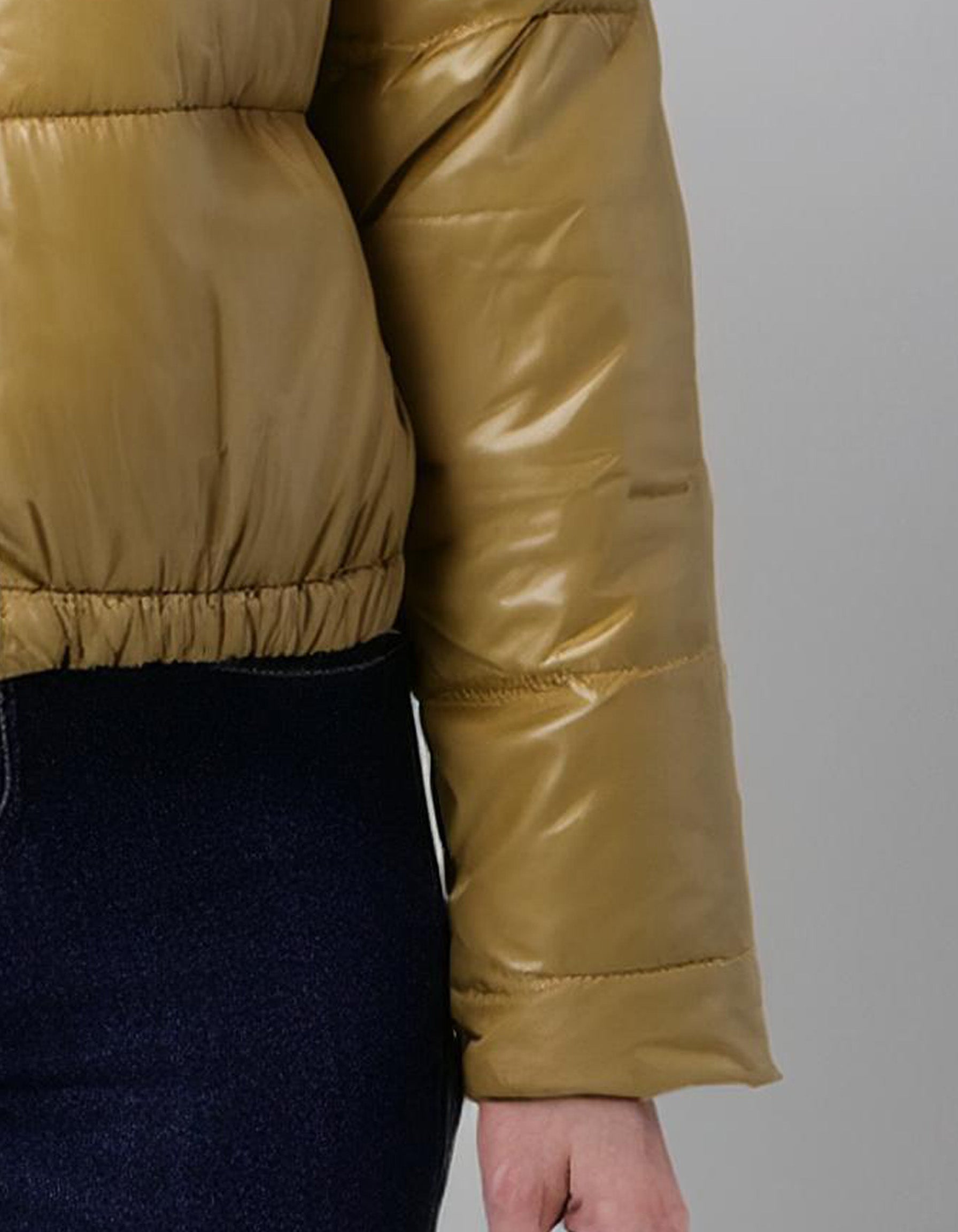 Mustard Yellow Cropped Puffer Jacket 3