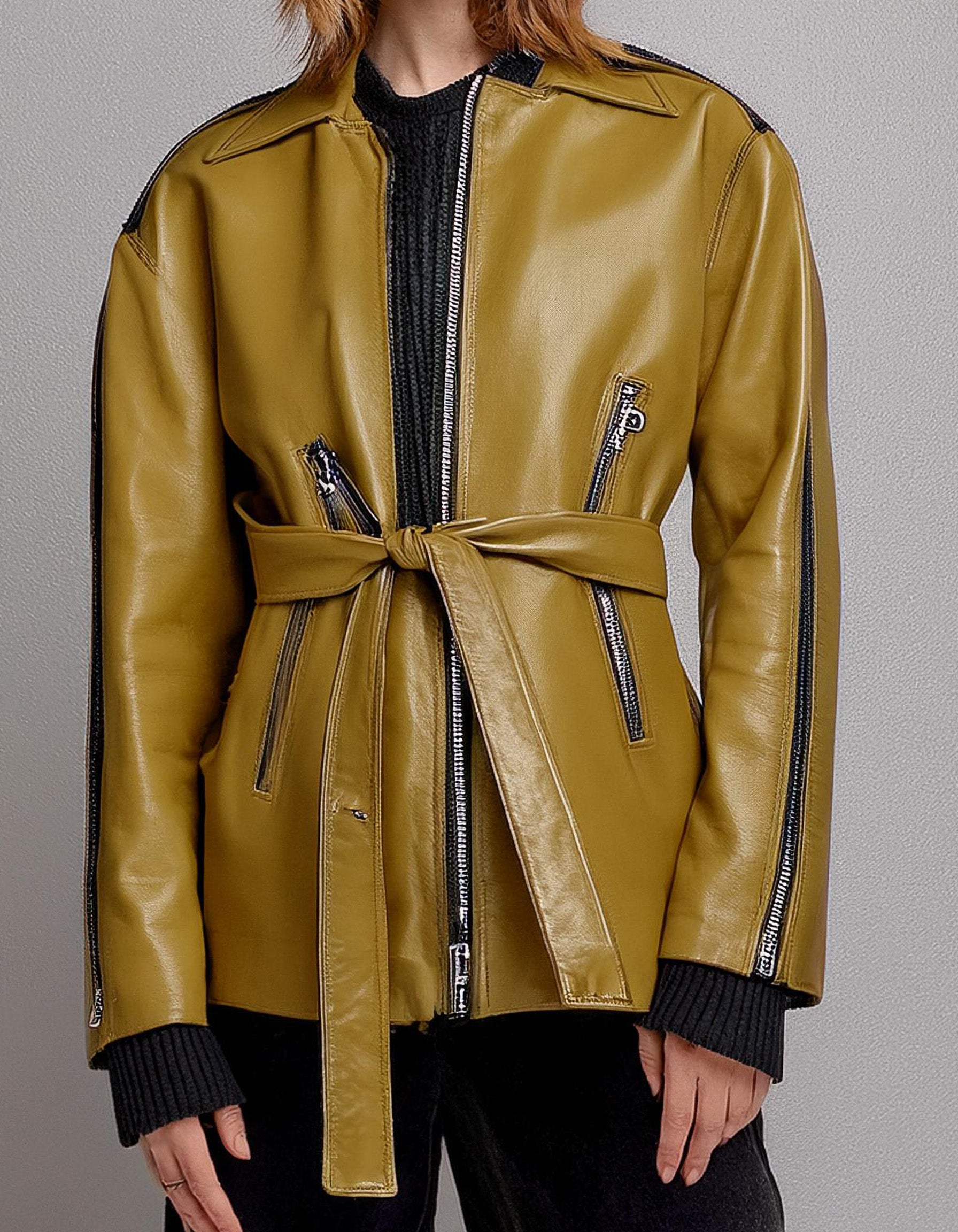 Mustard Yellow Leather Jacket 2