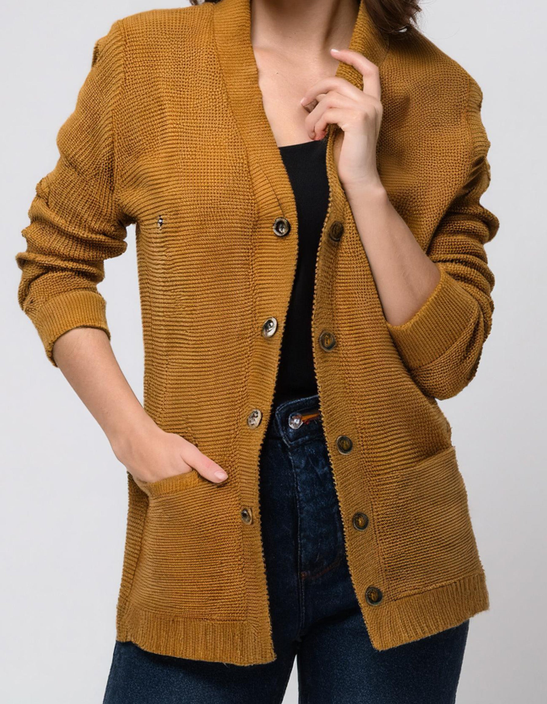 Mustard Yellow Long Cardigan 2
