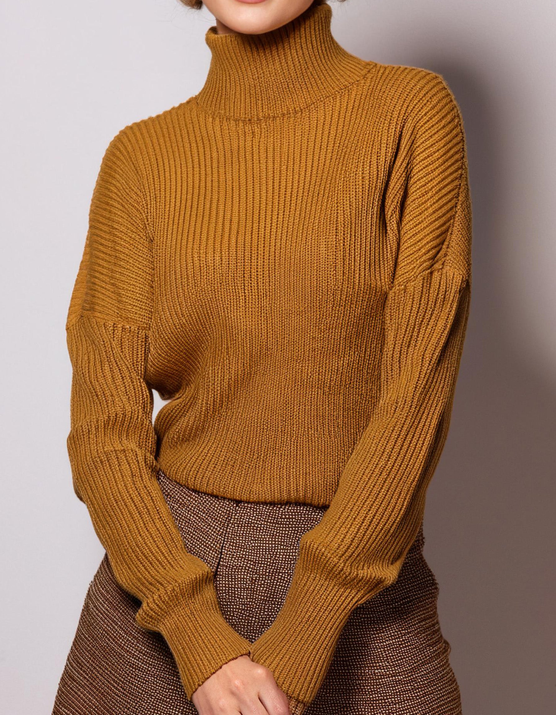 Mustard Yellow Warm Turtleneck Sweater 2