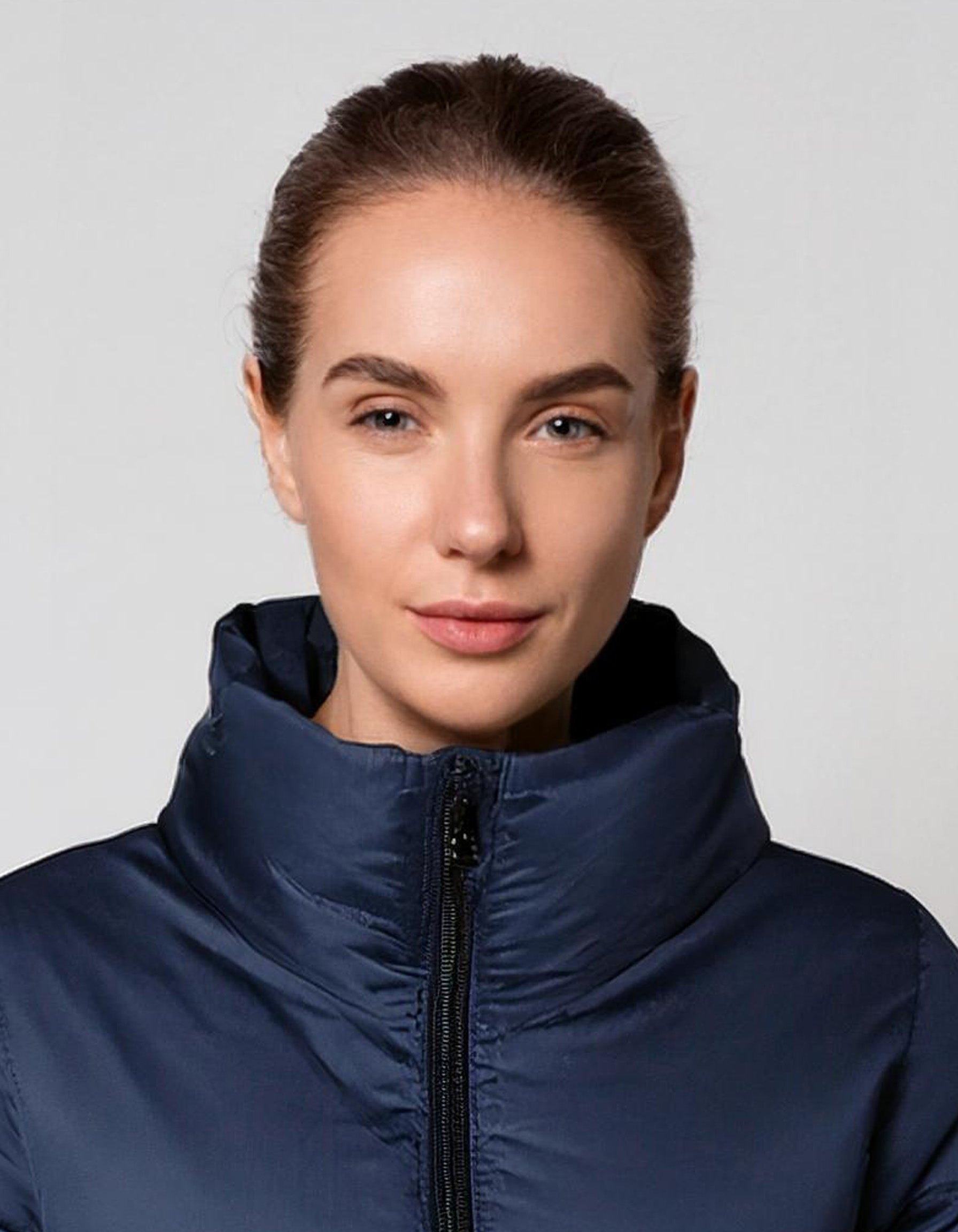 Navy Belted Puffer Jacket Coat 4