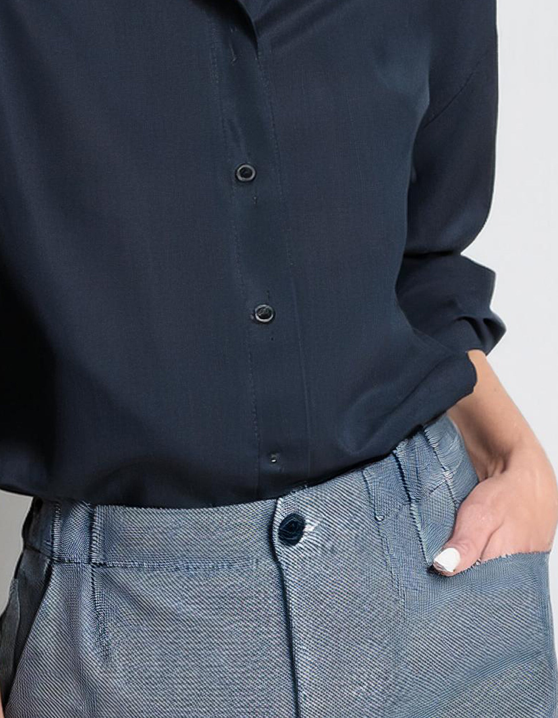 Navy Blue Casual Dress Shirt 3