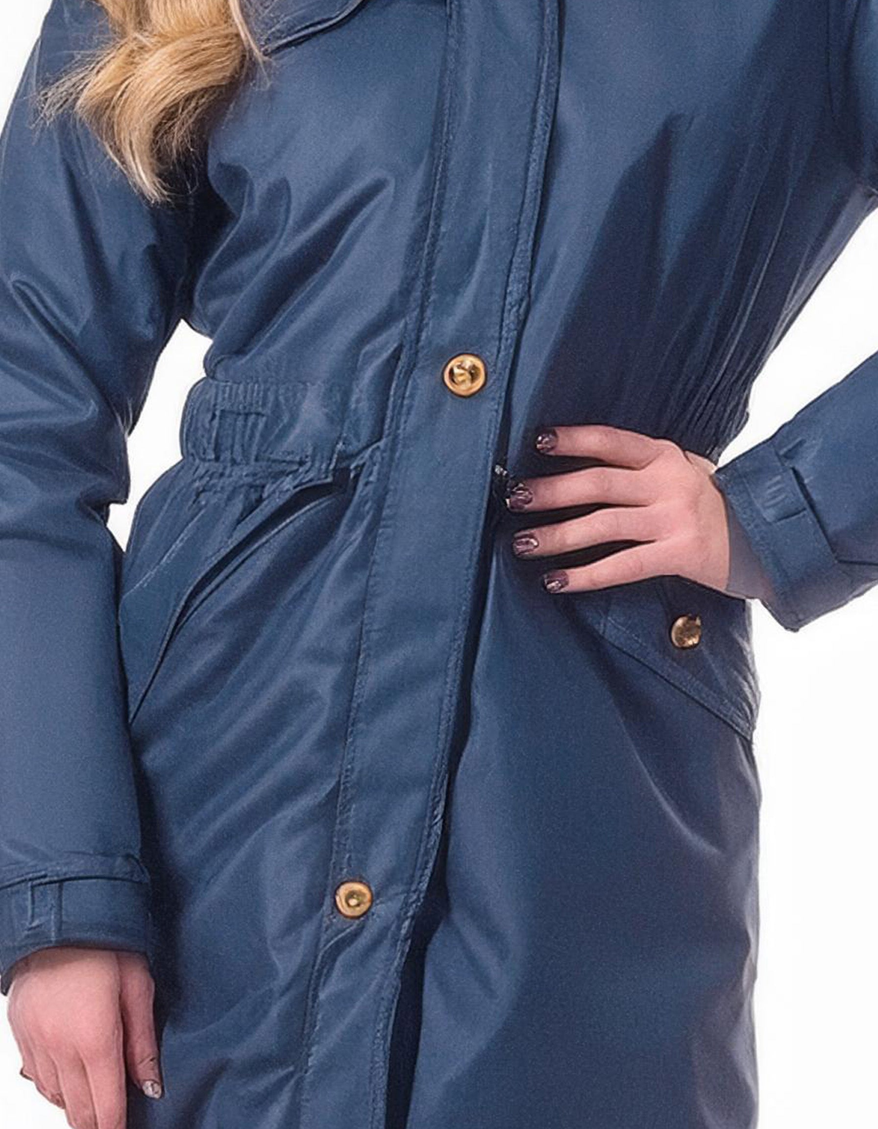 Navy Blue Padded Parka Jacket with Hood 3