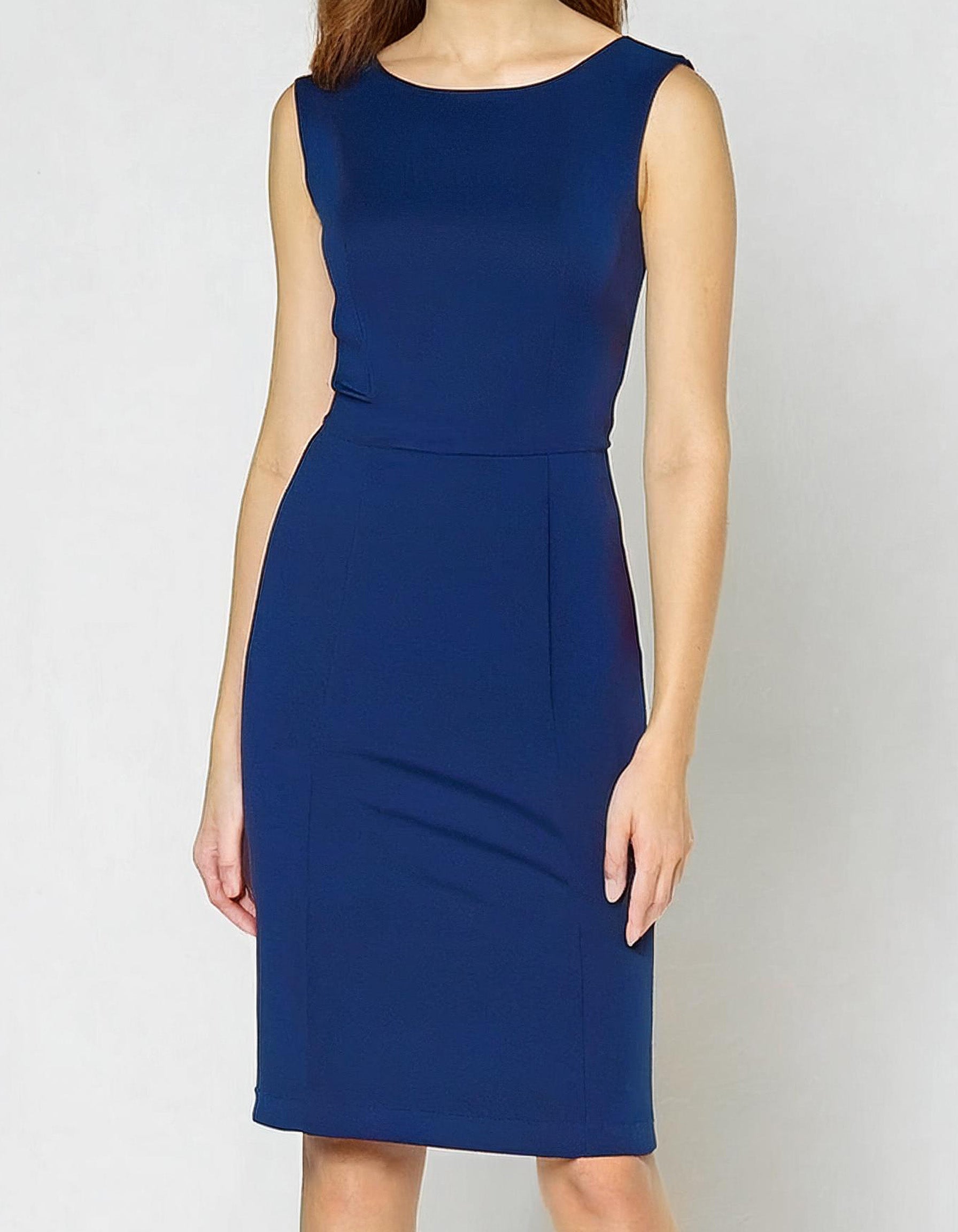 Navy Blue Sleeveless Sheath Dress 2