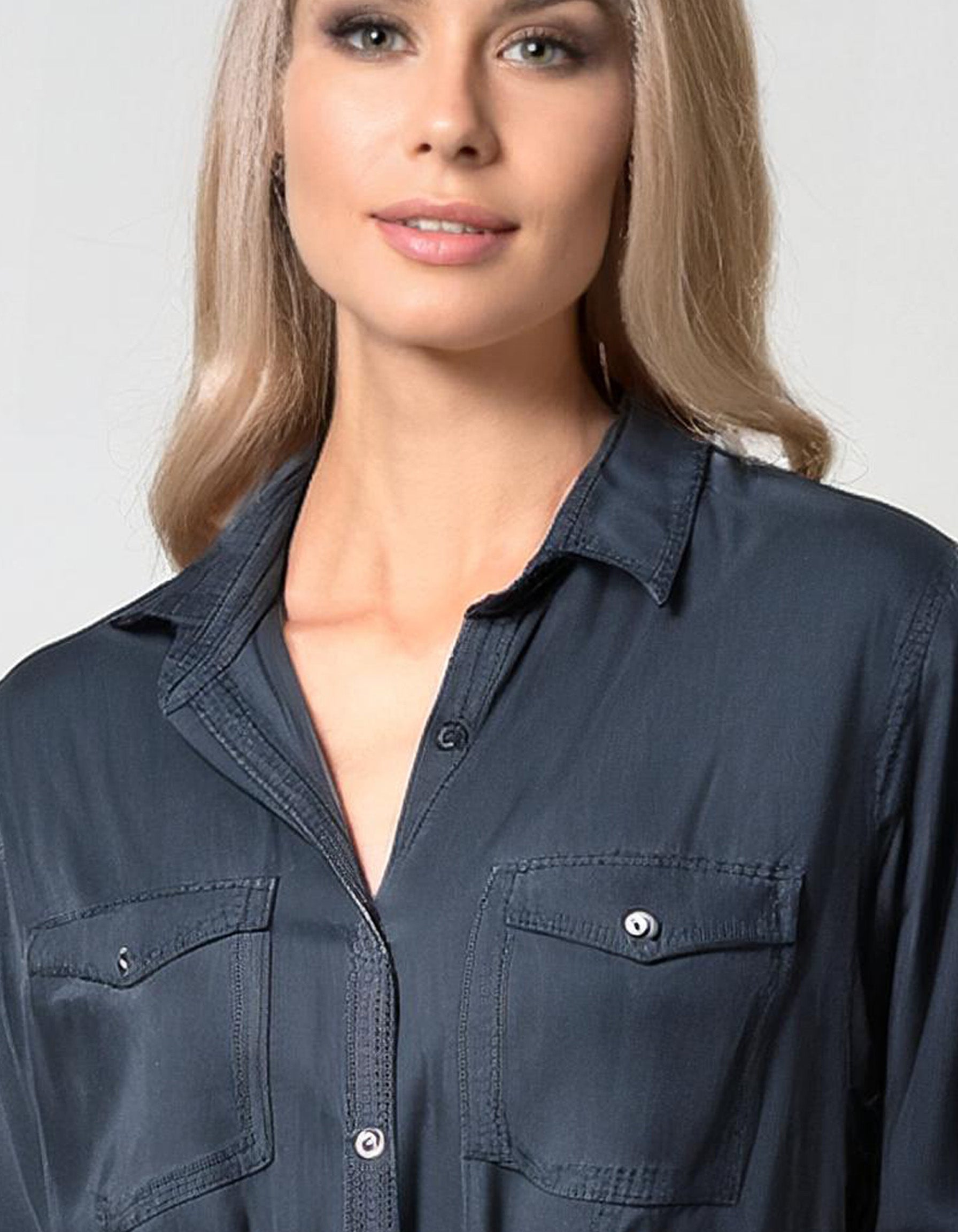 Navy Button-Down Shirt Dress 4