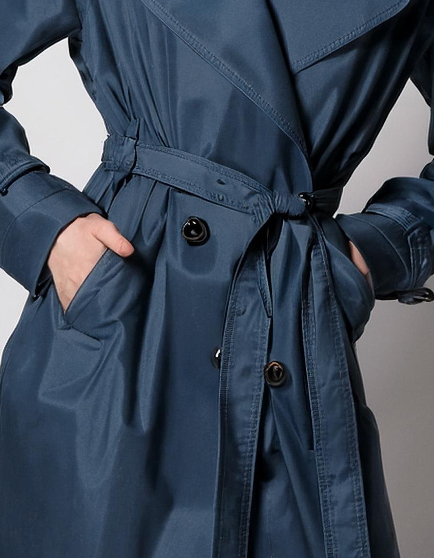 Navy Denim Trench Coats 3
