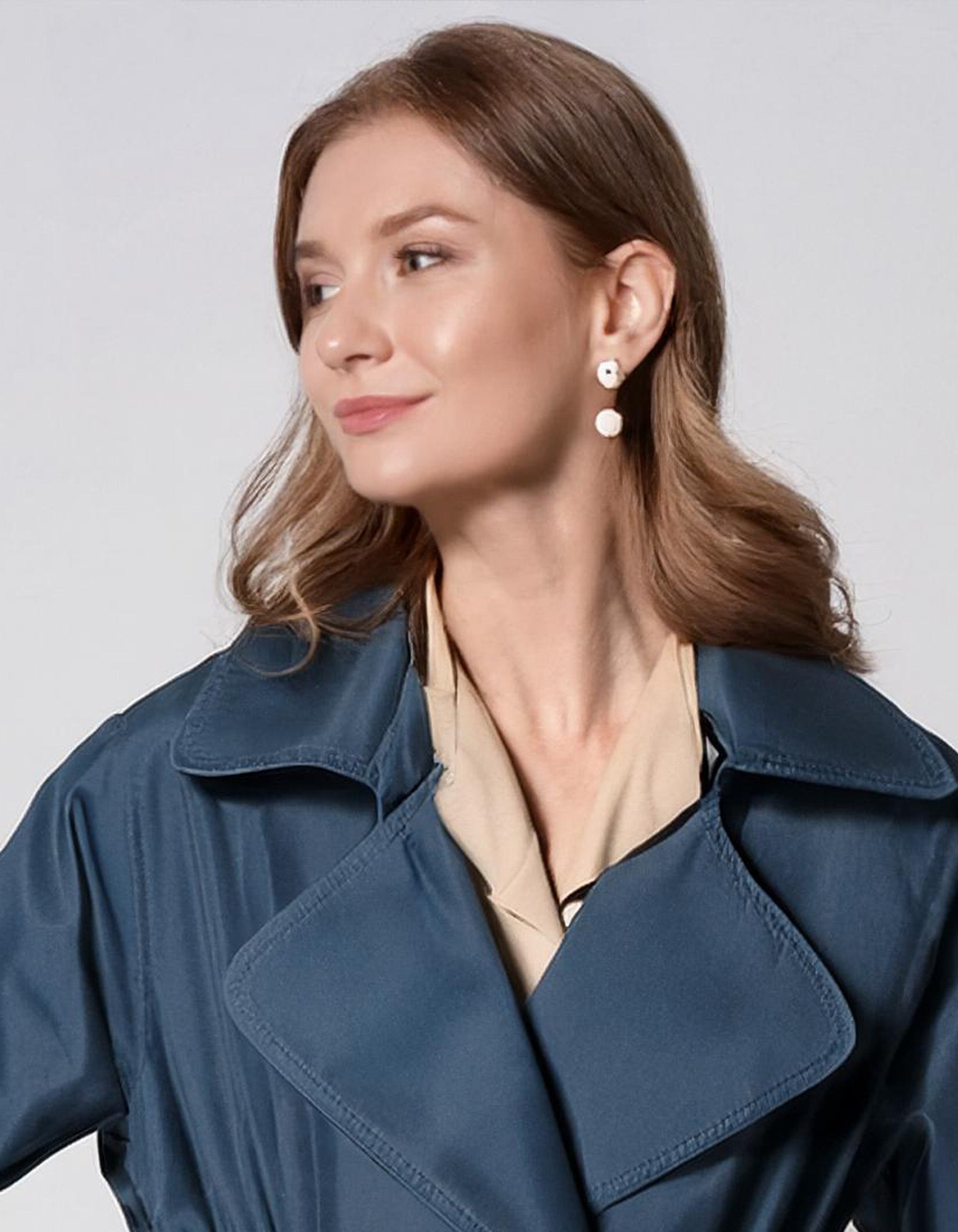 Navy Denim Trench Coats 4