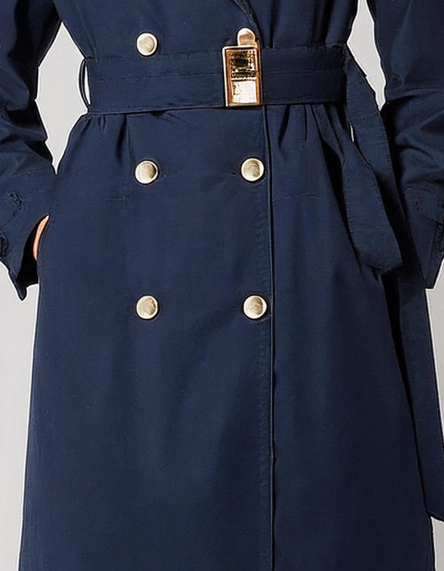 Navy Double-Breasted Trench Coats 3
