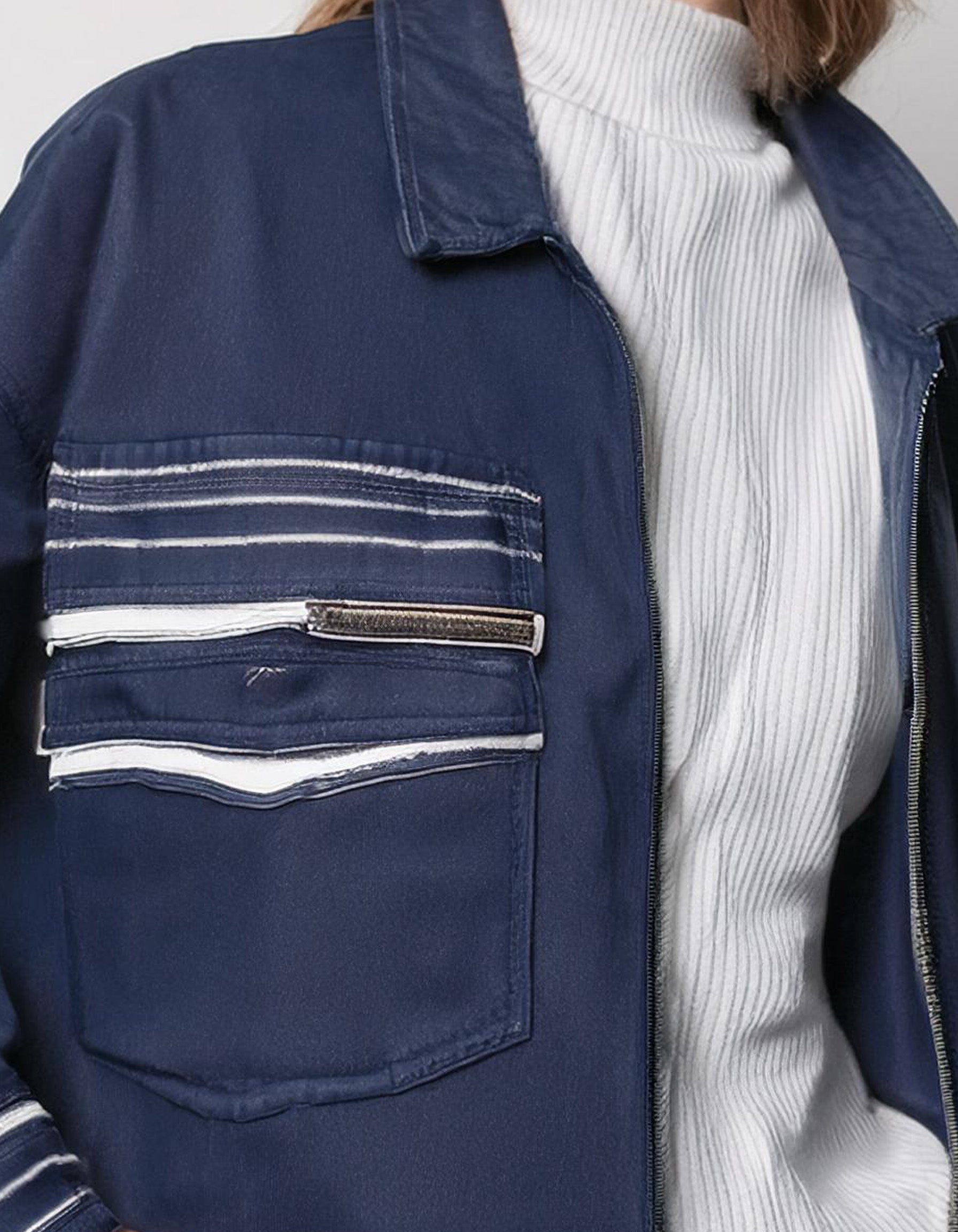 Navy Striped Bomber Jacket 3