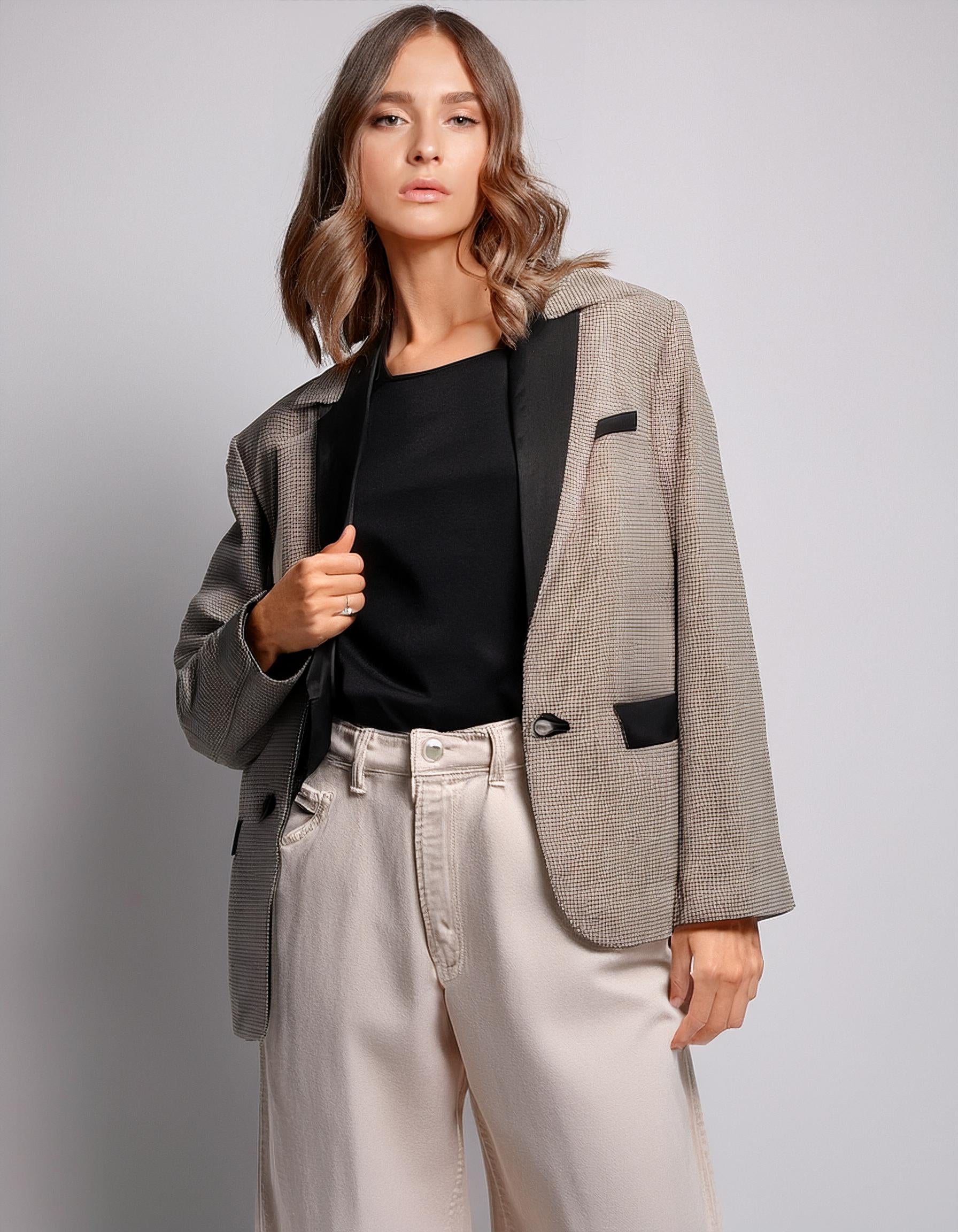 Oatmeal Relaxed-Fit Blazer