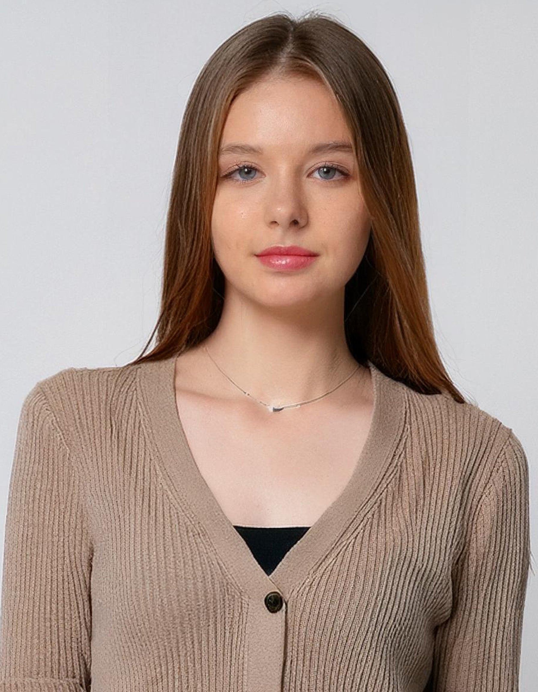 Oatmeal V-Neck Button-Up Cardigan 3