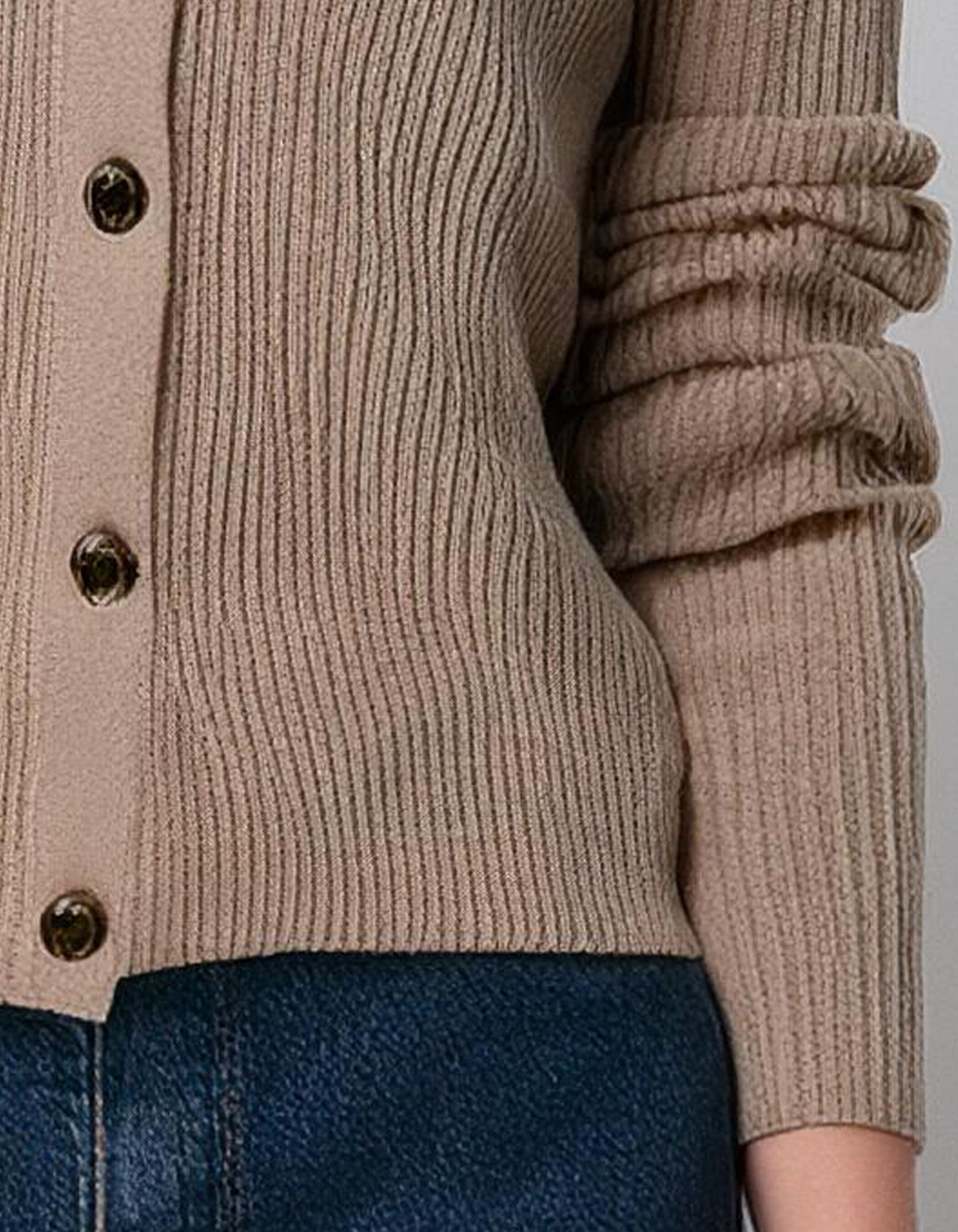 Oatmeal V-Neck Button-Up Cardigan 4