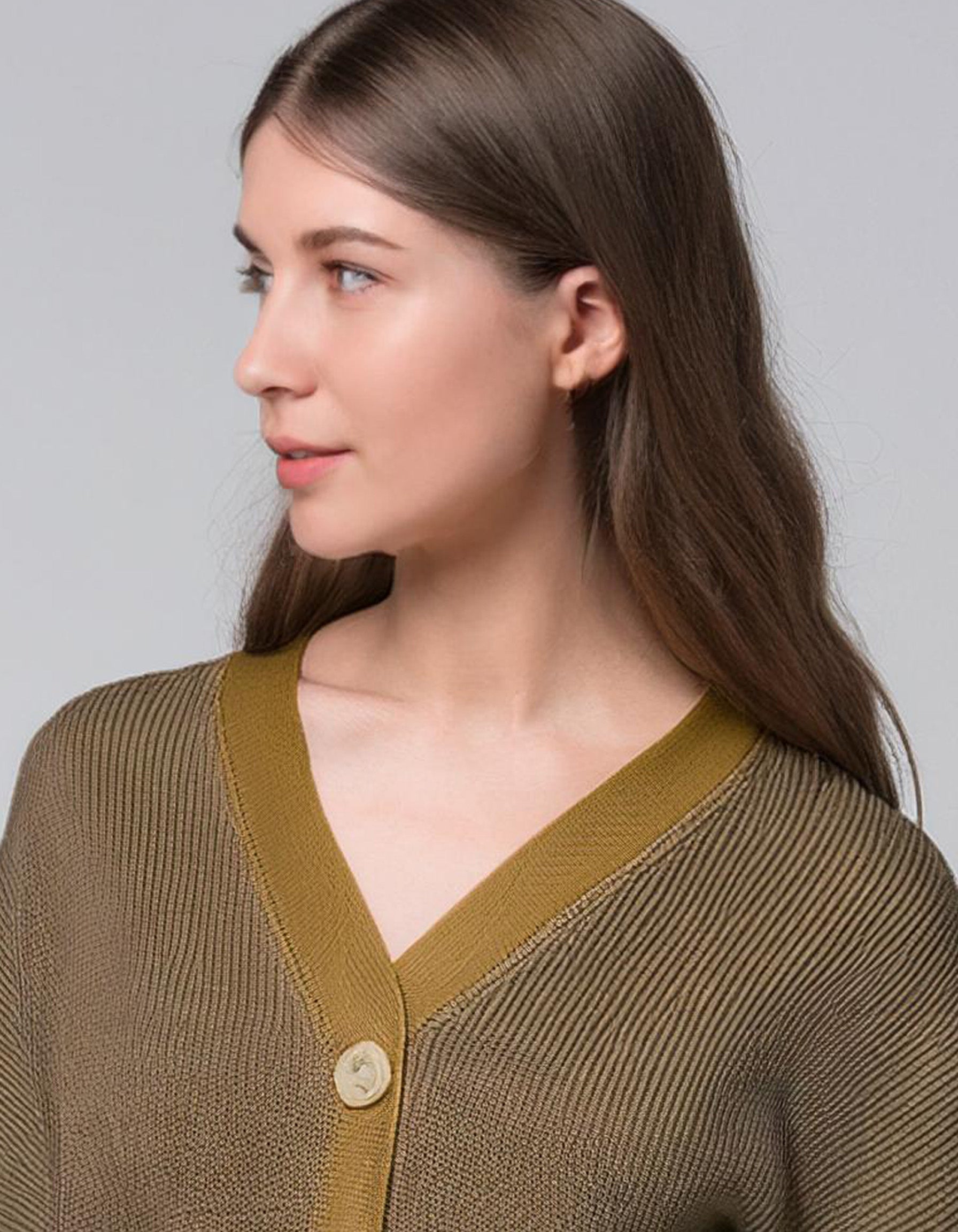 Olive Green Asymmetrical Cardigan 4